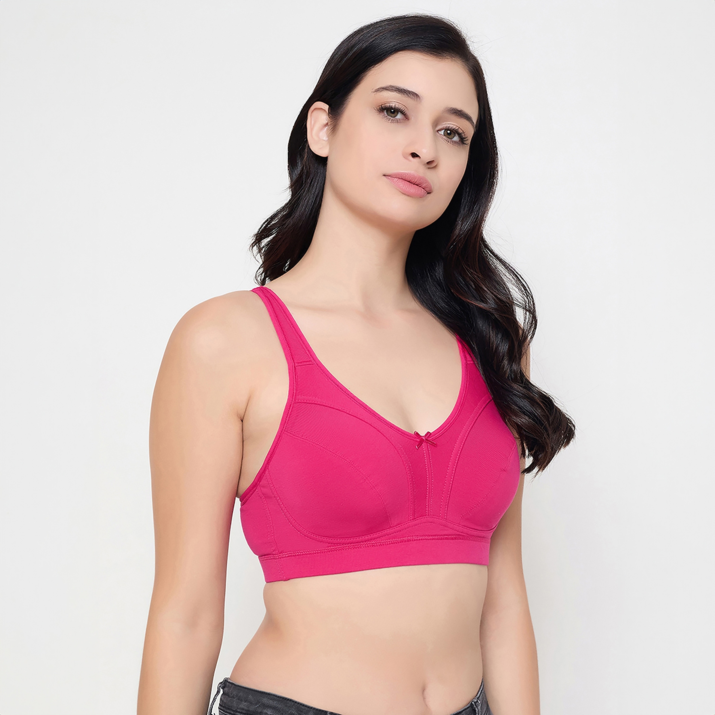Clovia Non-Padded Non-Wired Full Figure Women's Bra in Magenta - Cotton-women-clothing-lingerie-bras-image-3
