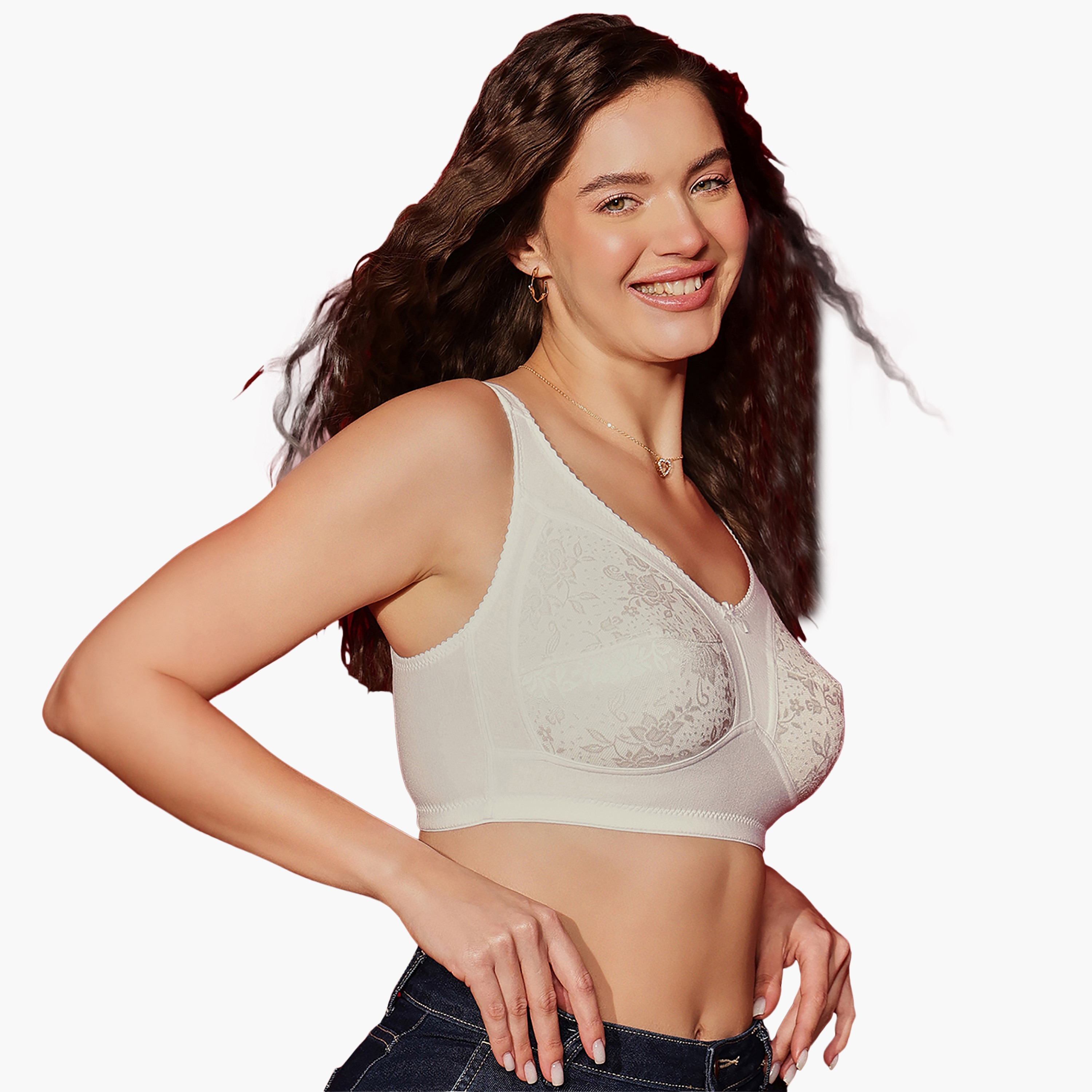 حمالة صدر نسائية كاملة الشكل غير مبطنة وبدون أسلاك باللون الأبيض من كلوفيا - قطن-women-clothing-lingerie-bras-image-2