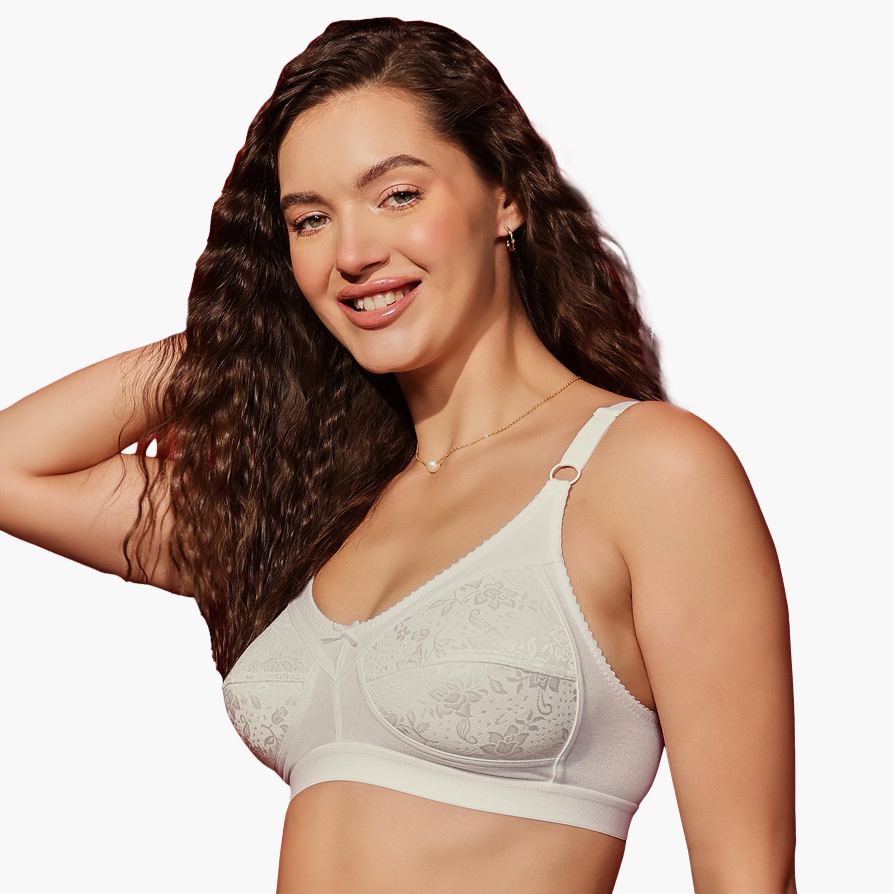 Clovia Non-Padded Non-Wired Full Figure Women's Bra in White - Cotton-women-clothing-lingerie-bras-image-2