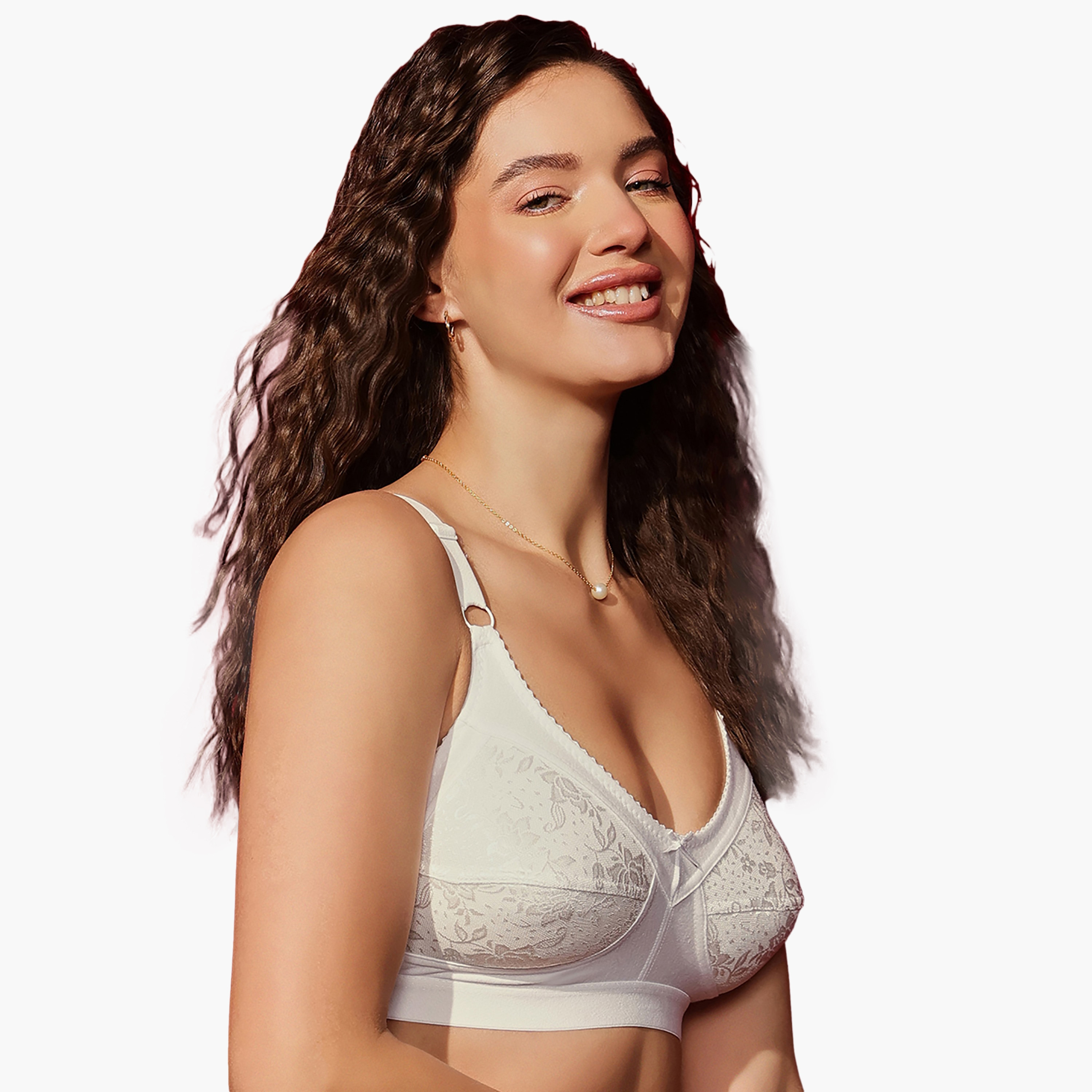 Clovia Non-Padded Non-Wired Full Figure Women's Bra in White - Cotton-women-clothing-lingerie-bras-image-3