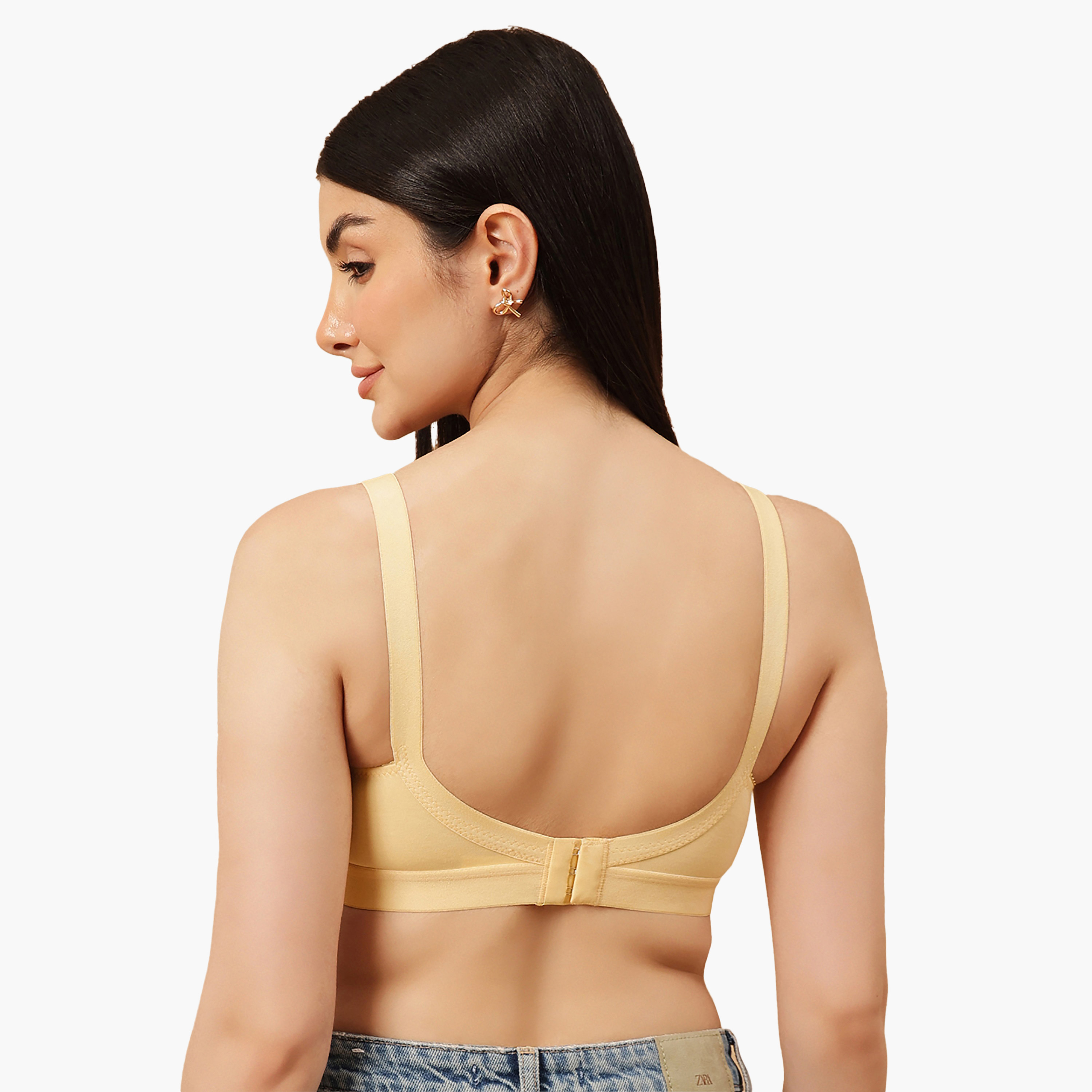 حمالة صدر قطن للمقاسات الكبيرة (Full Figure) وبدون حشوة أو سلك سفلي بلون النود للنساء من كلوفيا-women-clothing-lingerie-bras-image-4