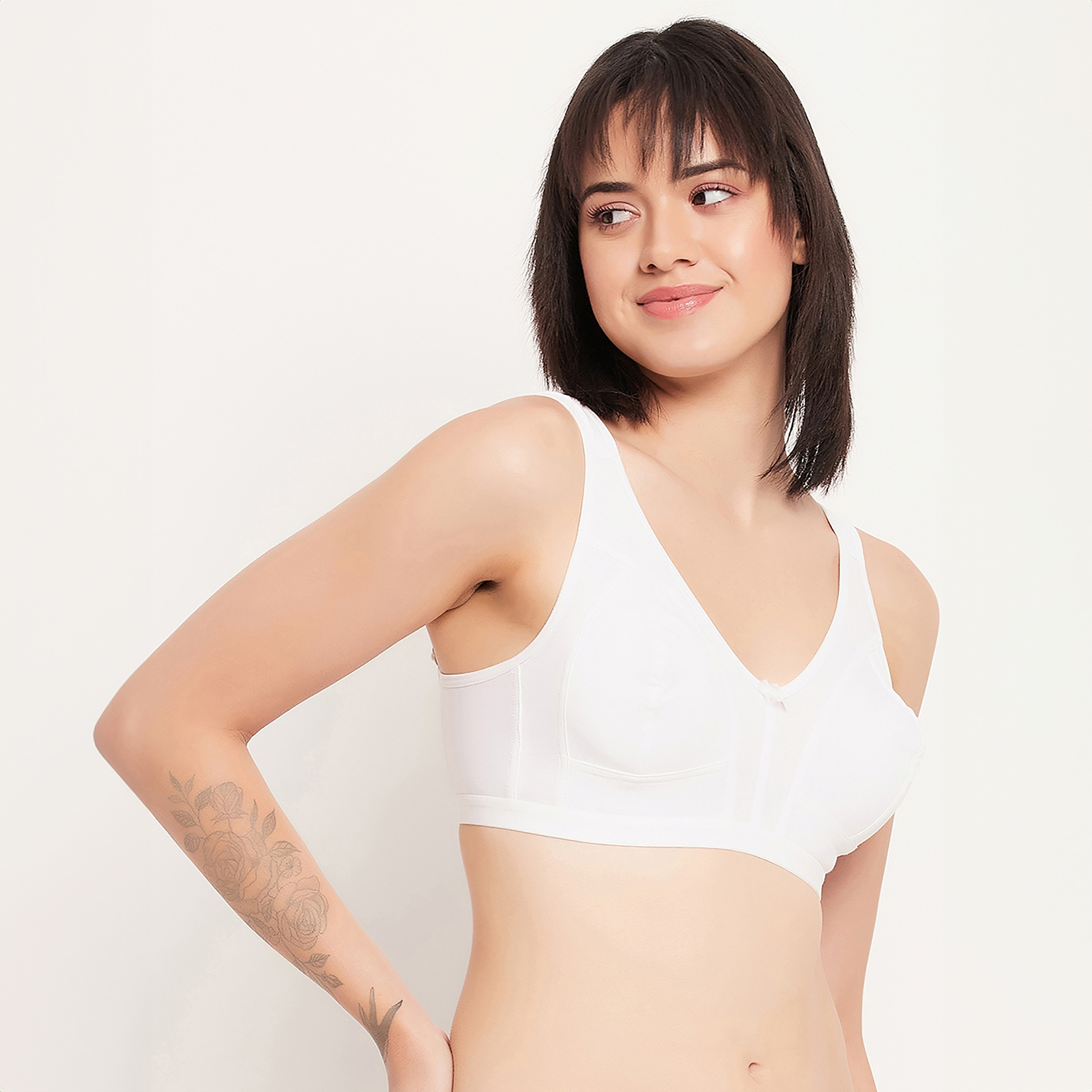 حمالة صدر نسائية كاملة الشكل غير مبطنة وبدون أسلاك باللون الأبيض من كلوفيا - قطن-women-clothing-lingerie-bras-image-3