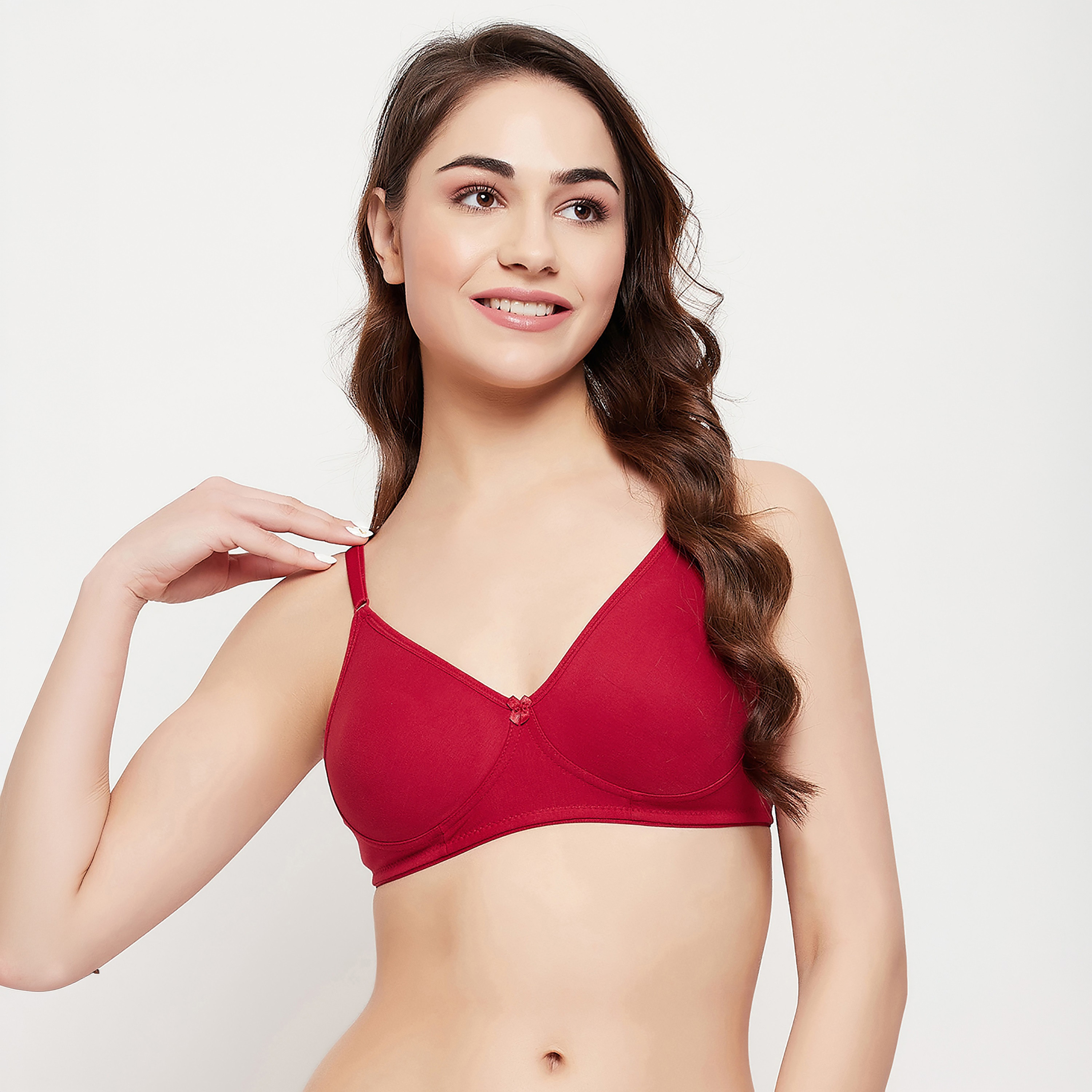Clovia Non-Padded Non-Wired Full Coverage Women's T-Shirt Bra in Maroon - Cotton Rich-women-clothing-lingerie-bras-image-1