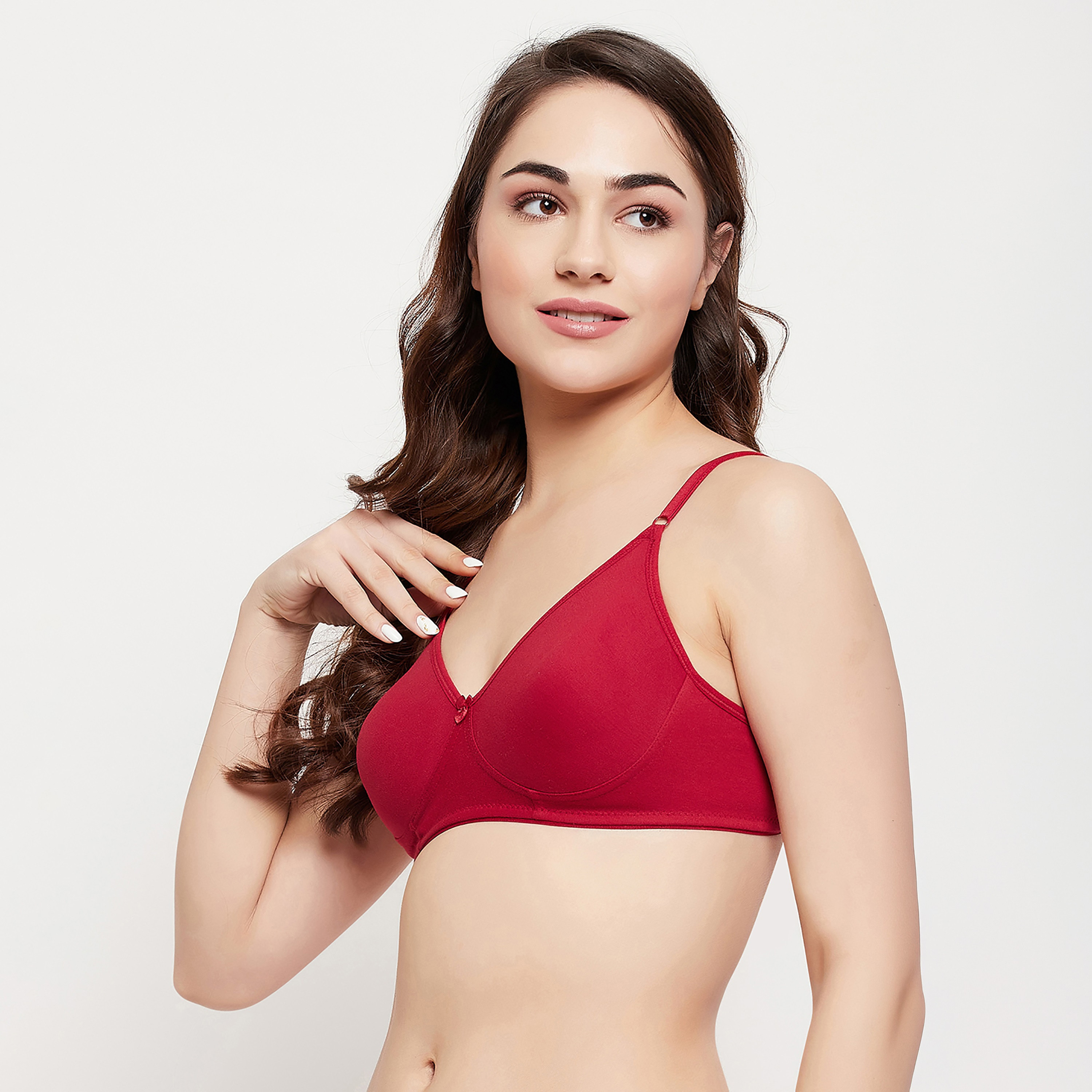 Clovia Non-Padded Non-Wired Full Coverage Women's T-Shirt Bra in Maroon - Cotton Rich-women-clothing-lingerie-bras-image-2