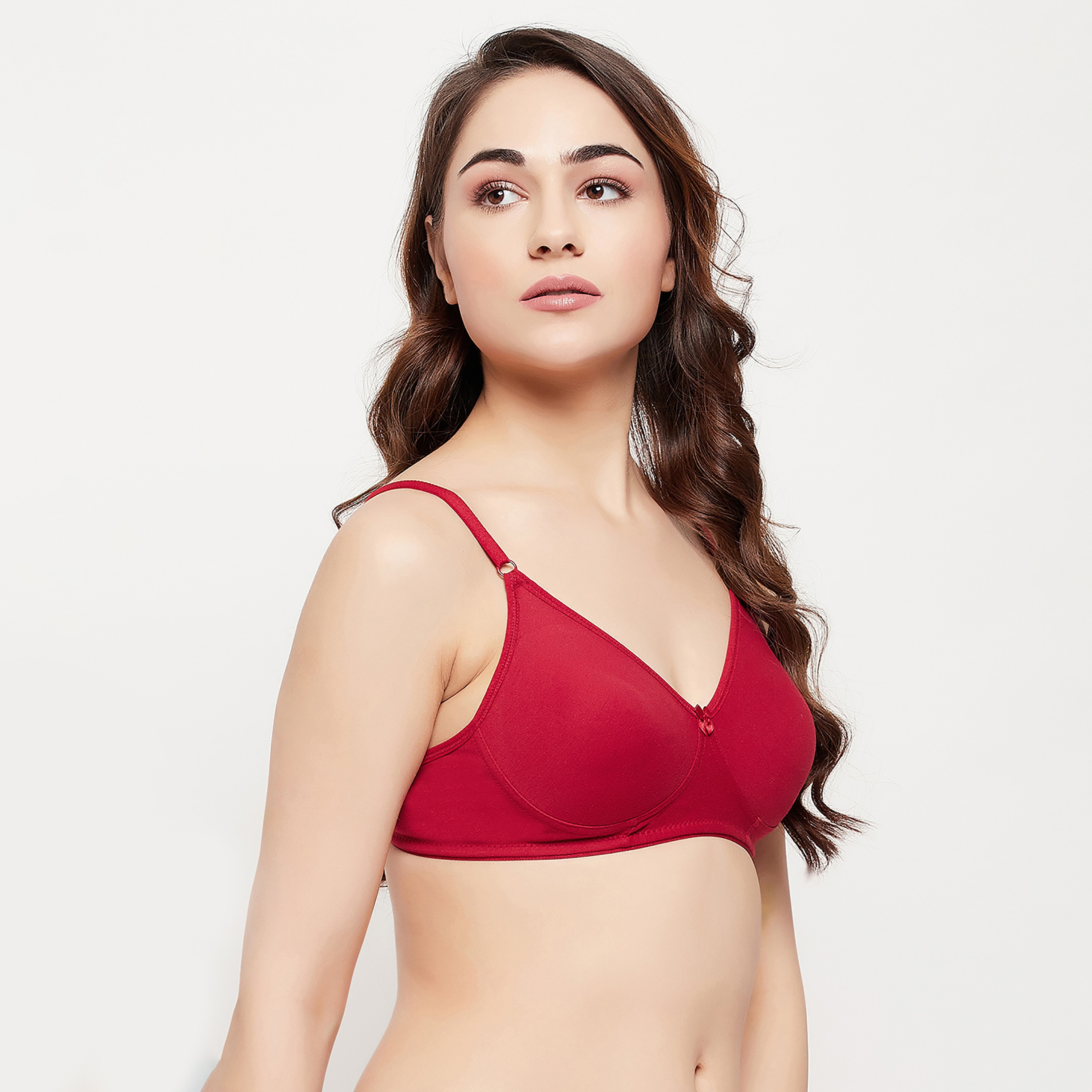 Clovia Non-Padded Non-Wired Full Coverage Women's T-Shirt Bra in Maroon - Cotton Rich-women-clothing-lingerie-bras-image-3