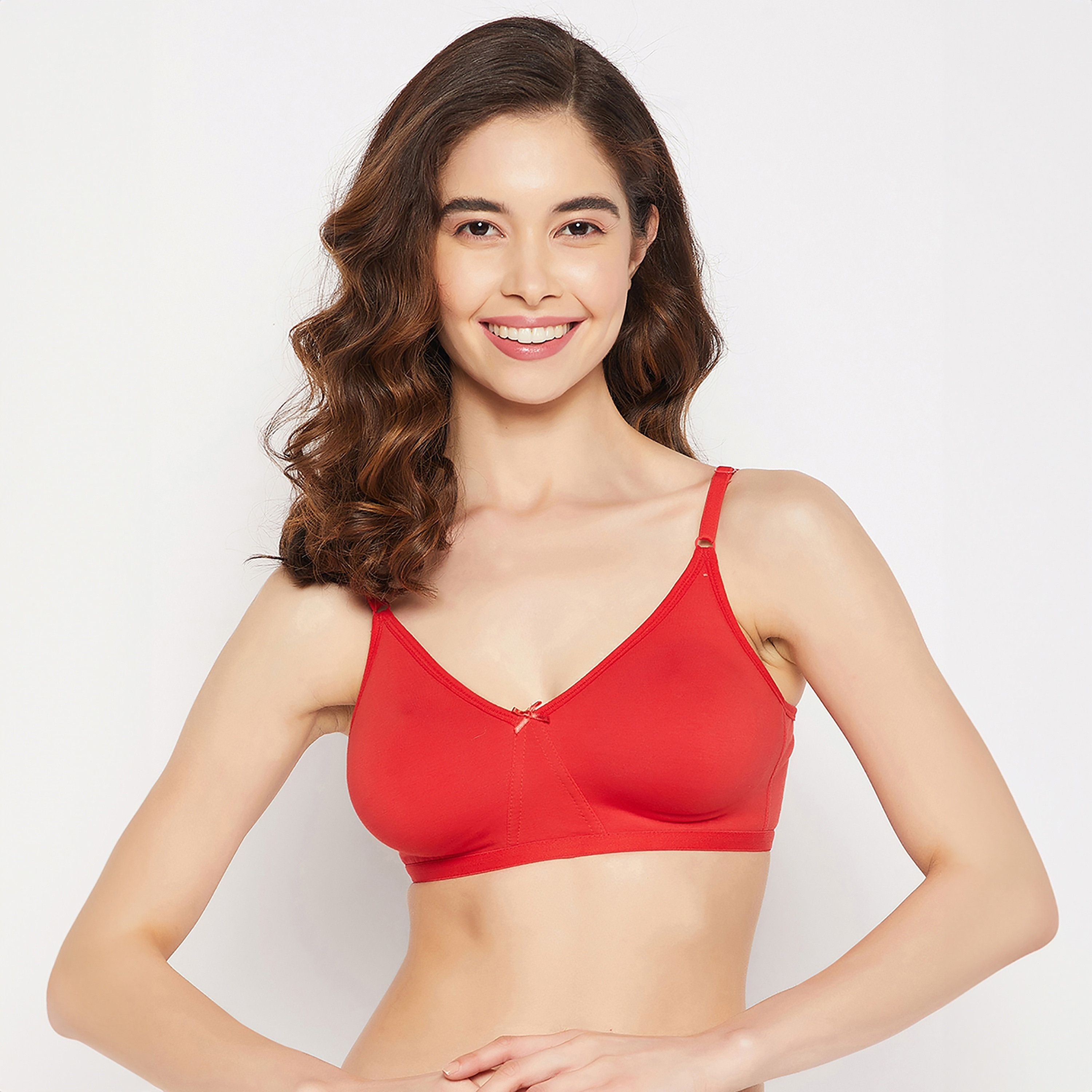 حمالة صدر غير مبطنة وبدون أسلاك لتغطية كاملة للنساء باللون الأحمر من كلوفيا - قطن-women-clothing-lingerie-bras-image-1