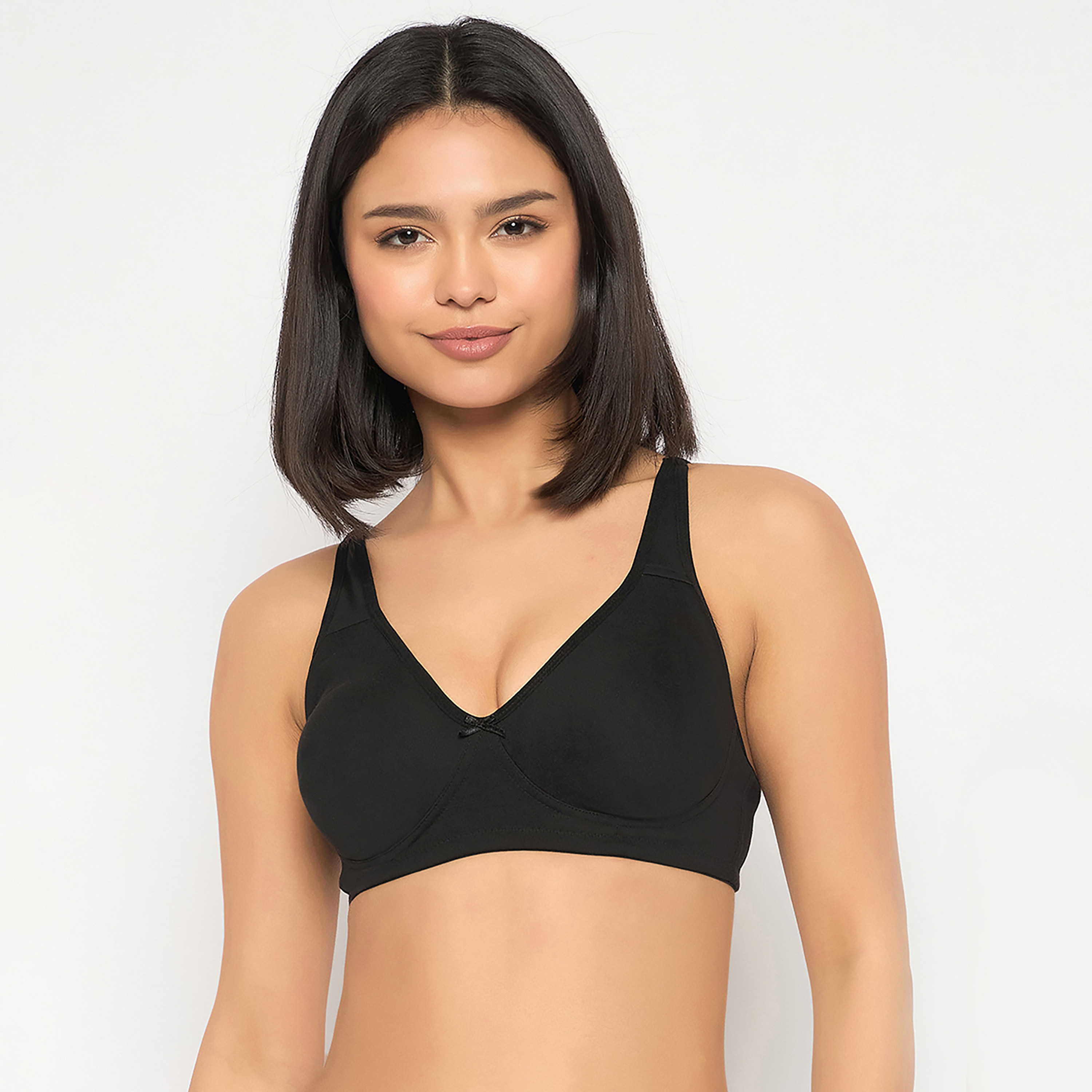 Clovia Non-Padded Non-Wired Full Coverage Women's T-Shirt Bra in Black - Cotton-women-clothing-lingerie-bras-image-1