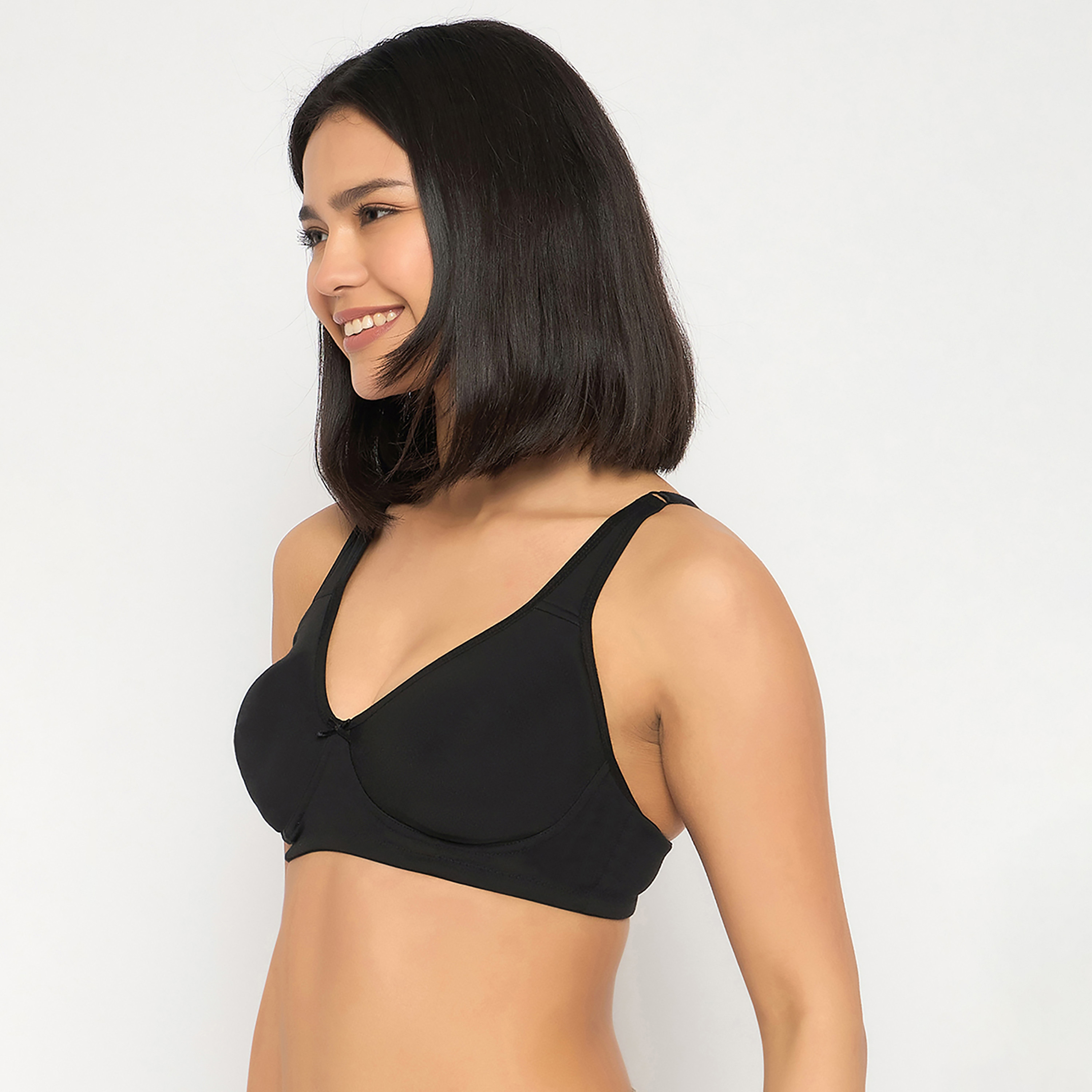 حمالة صدر تيشرت قطن بتغطية كاملة وبدون حشوة أو سلك سفلي باللون الأسود للنساء من كلوفيا-women-clothing-lingerie-bras-image-2
