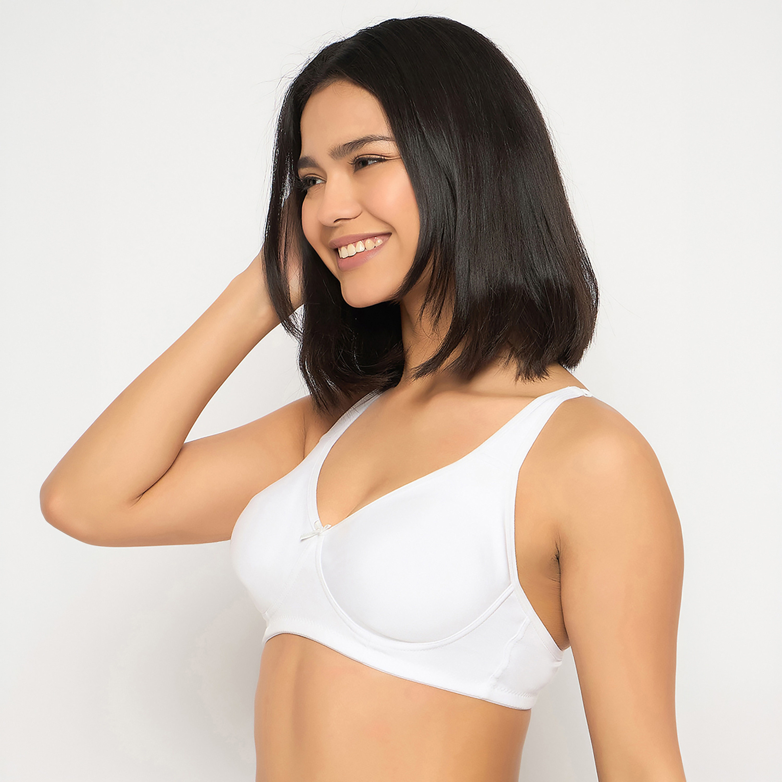 Clovia Non-Padded Non-Wired Full Coverage Women's T-Shirt Bra in White - Cotton-women-clothing-lingerie-bras-image-2