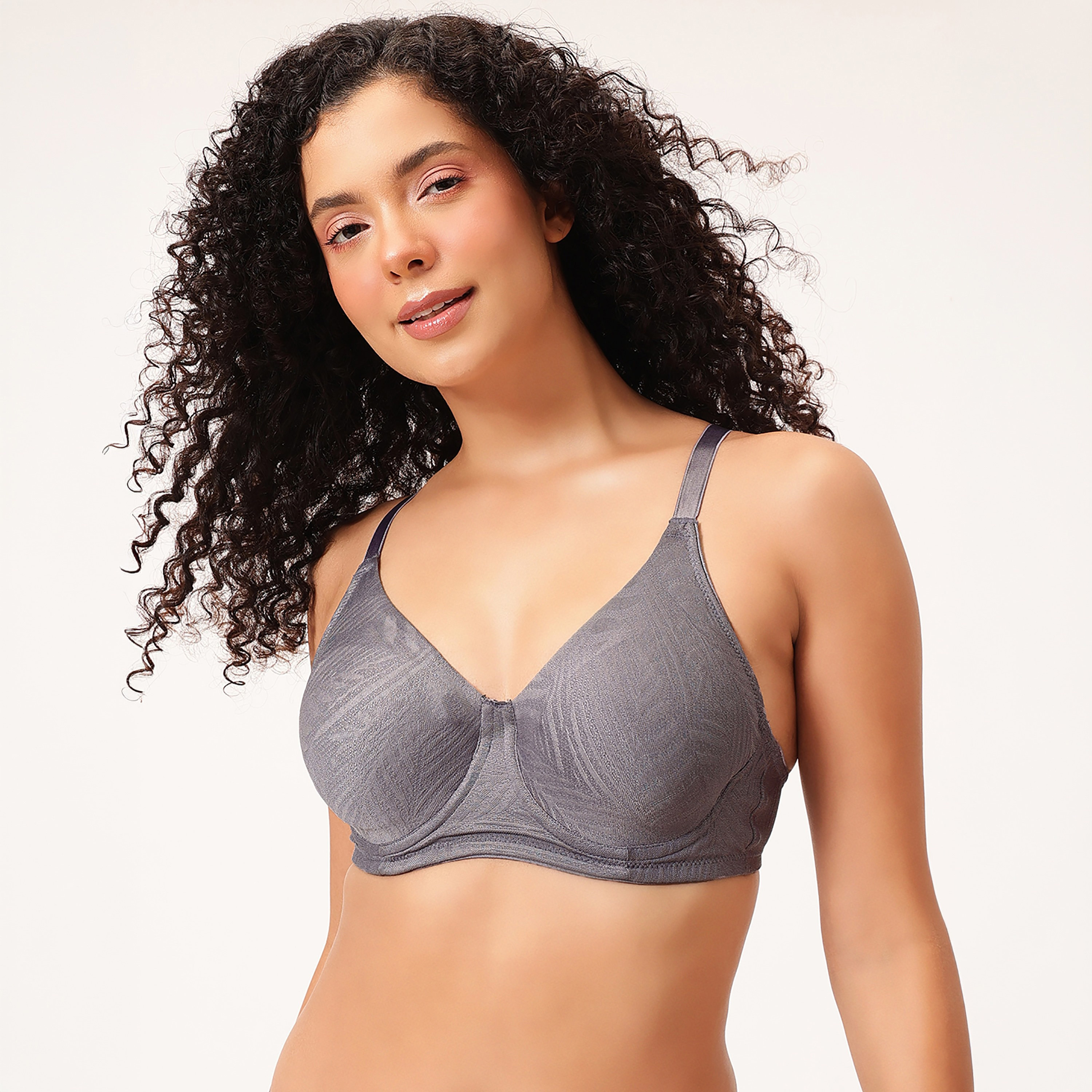 Clovia Non-Padded Wired Full Figure Self-Patterned Women's Bra in Light Grey - Jacquard-women-clothing-lingerie-bras-image-2