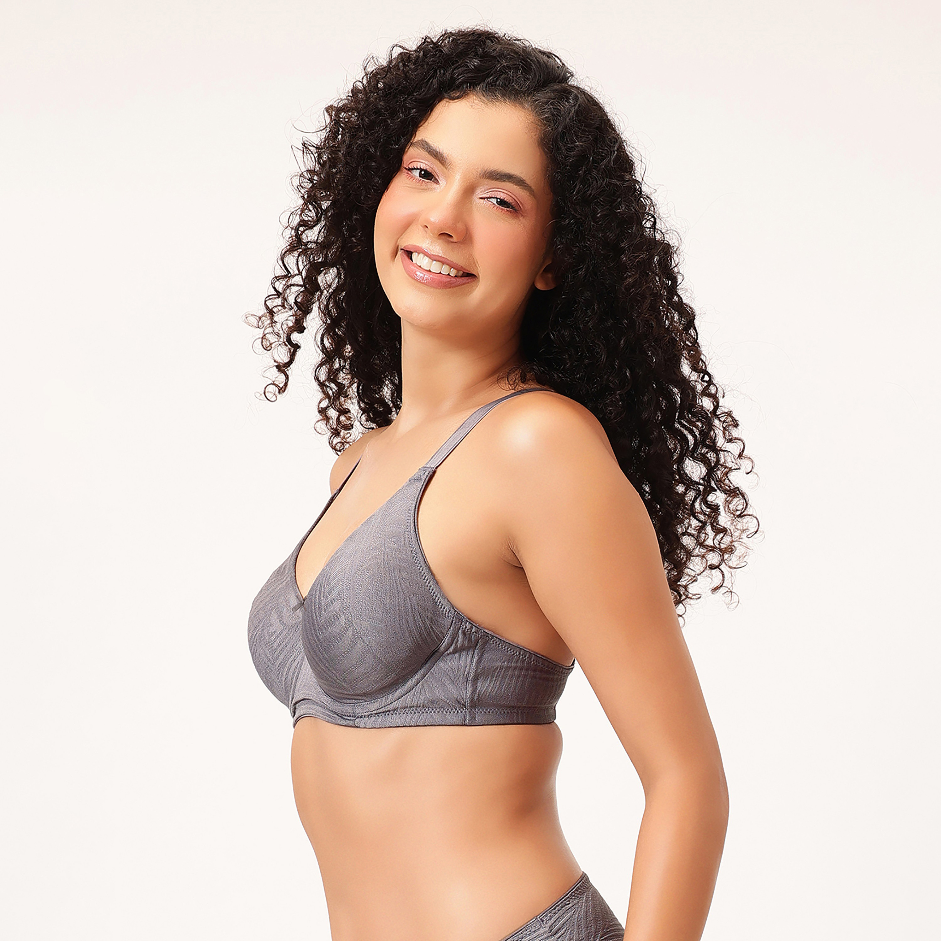 Clovia Non-Padded Wired Full Figure Self-Patterned Women's Bra in Light Grey - Jacquard-women-clothing-lingerie-bras-image-3