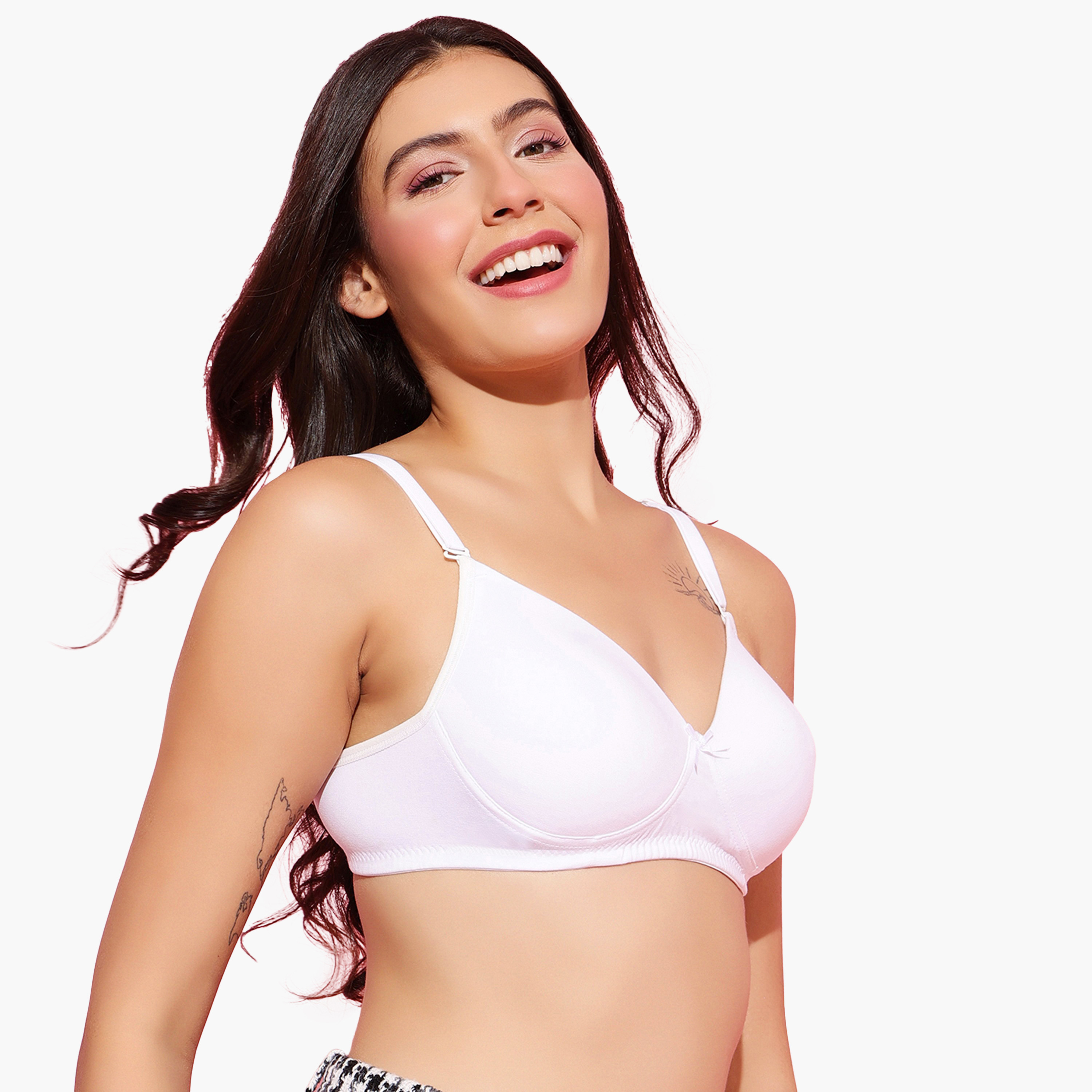 Clovia Padded Non-Wired Full Coverage Multiway Women's T-Shirt Bra in White - Cotton-women-clothing-lingerie-bras-image-4
