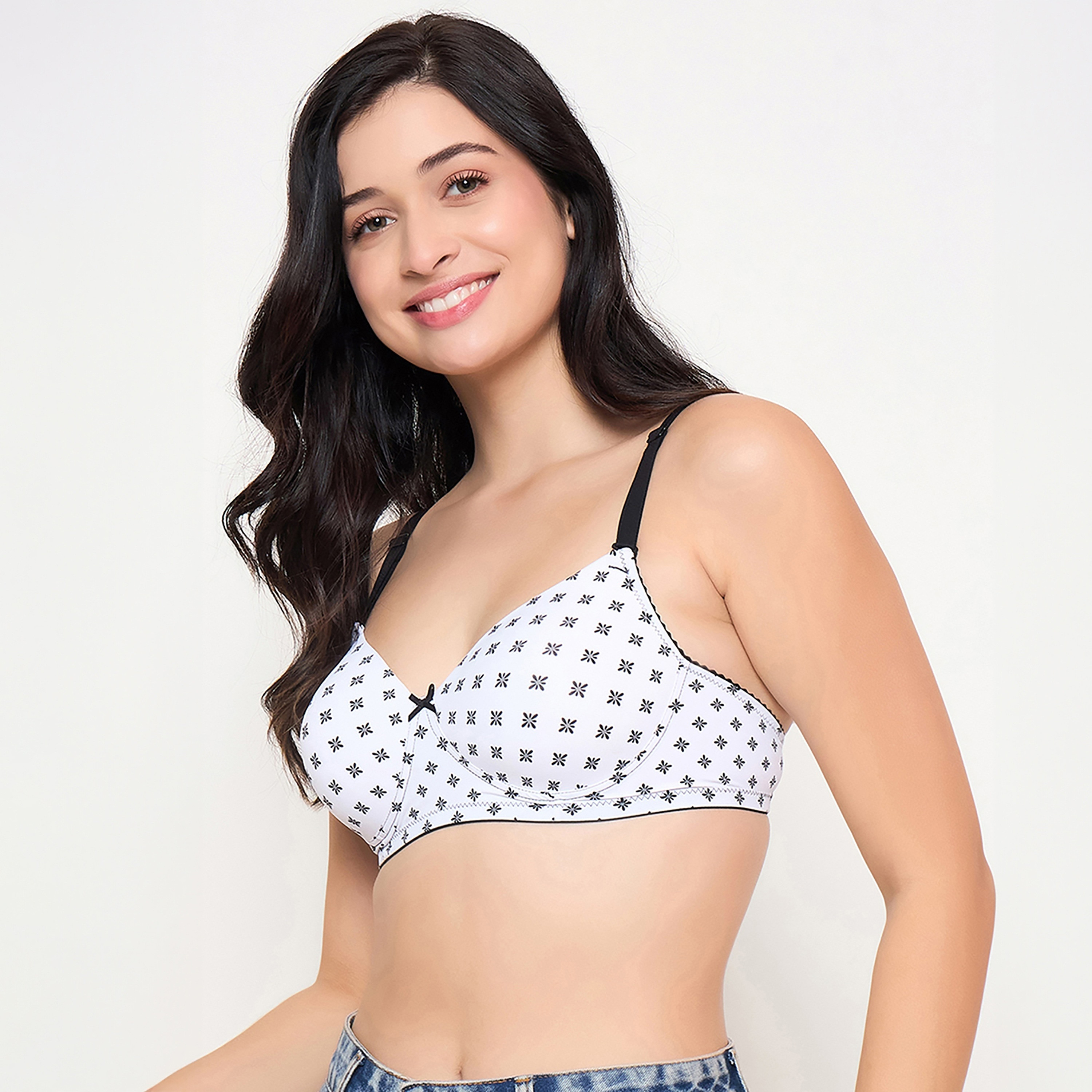 Clovia Padded Non-Wired Full Coverage Printed Women's Multiway T-Shirt Bra in White-women-clothing-lingerie-bras-image-2