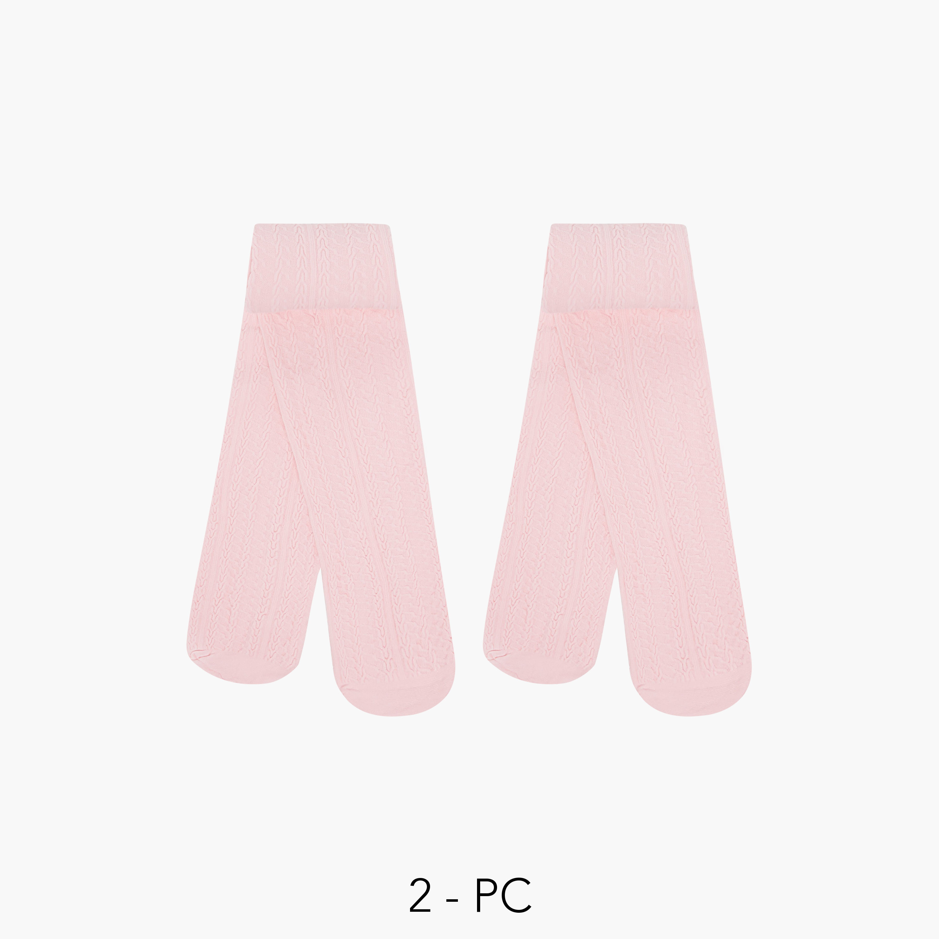 Flora Bella Textured Tights with Elasticated Waistband - Set of 2-baby-girls-accessories-socks-image-1