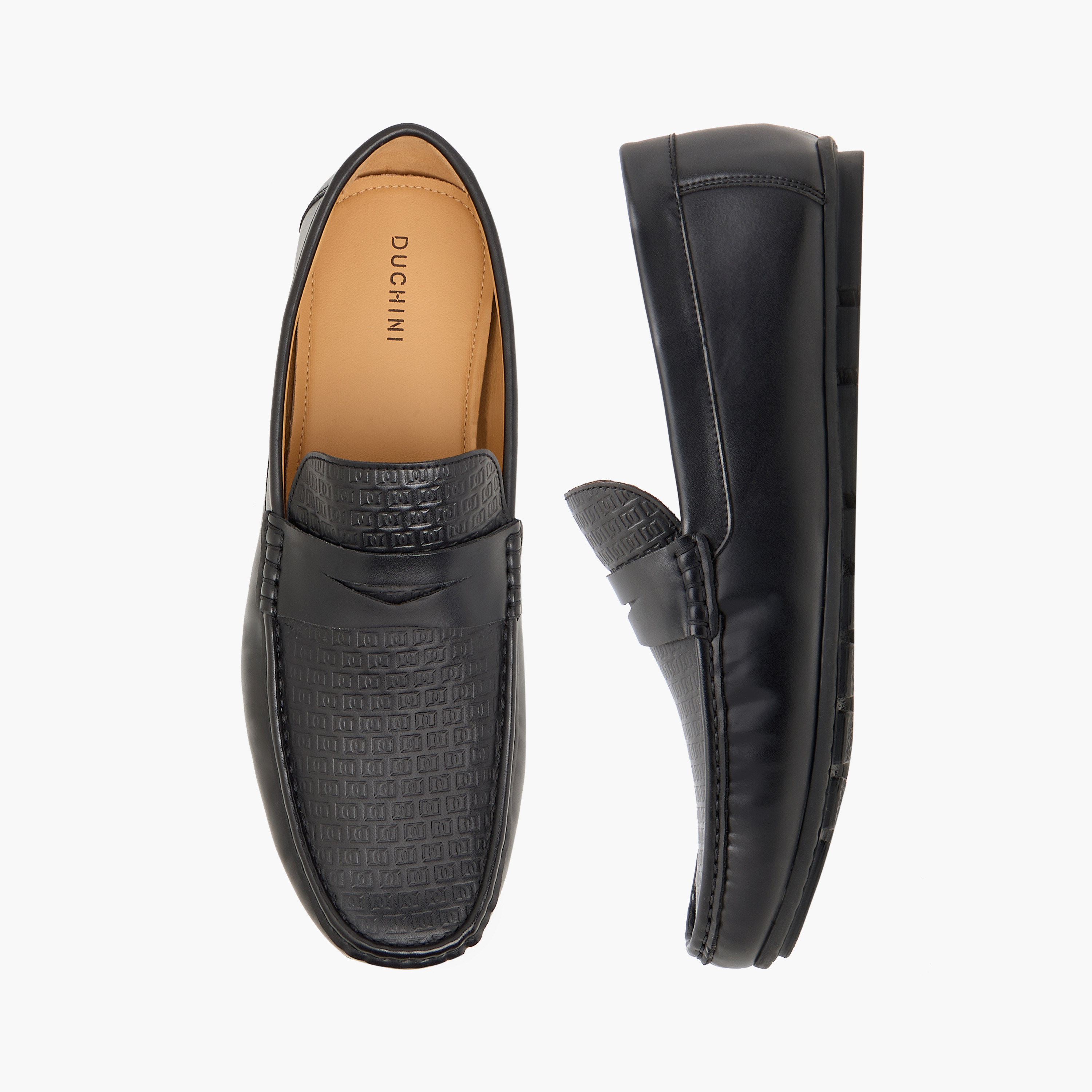 Duchini Men's Logo Embossed Slip-On Moccasins-men-shoes-loafersandmoccasins-image-1
