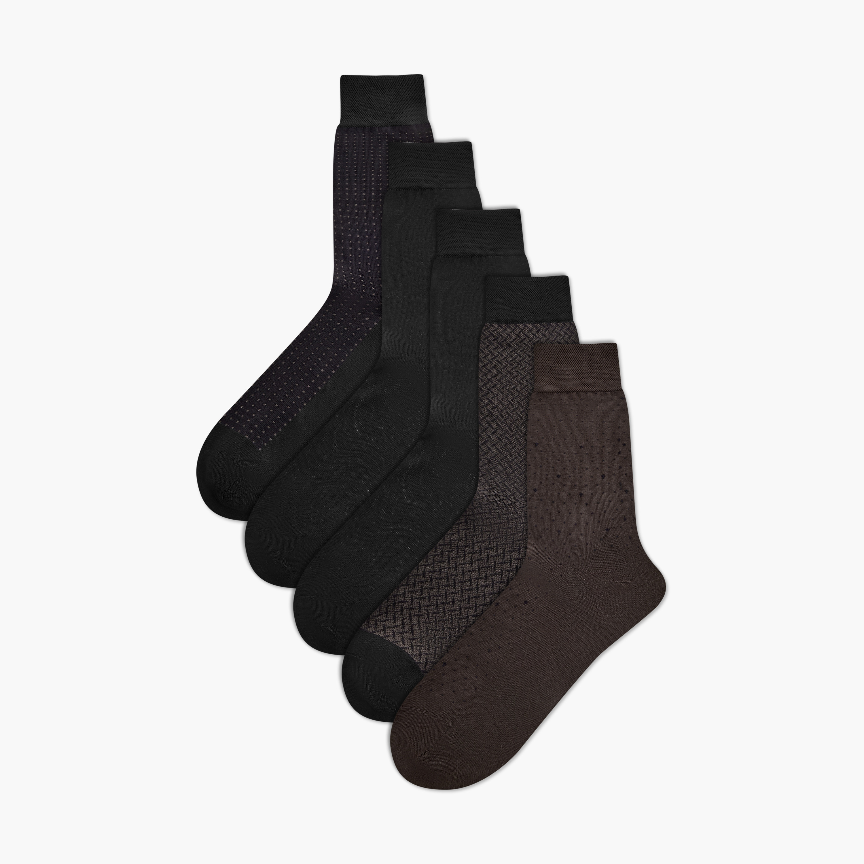 Duchini Printed Non Terry Crew Length Socks - Set of 5-men-socks-image-1