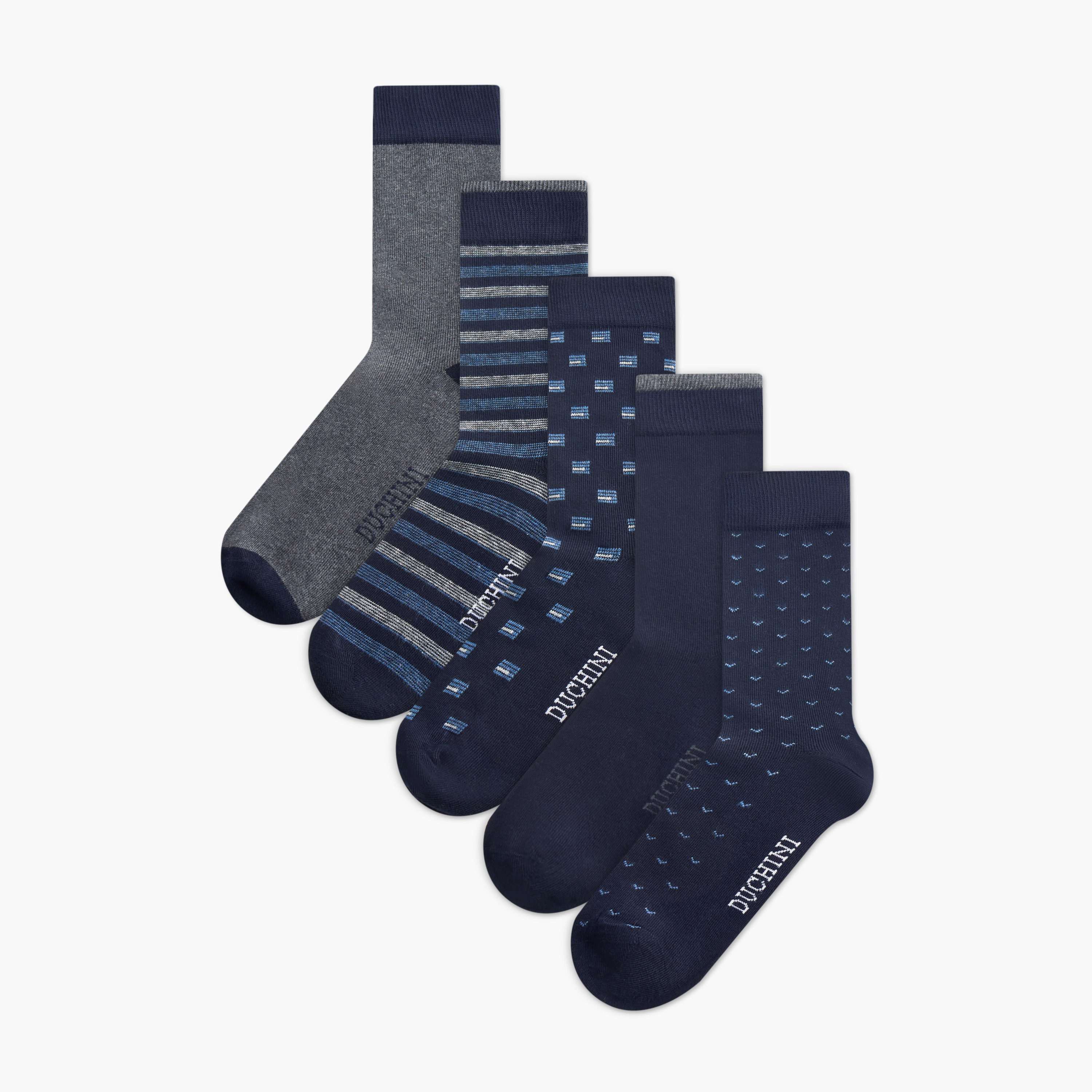 Duchini Printed Non Terry Crew Length Socks - Set of 5-men-socks-image-1
