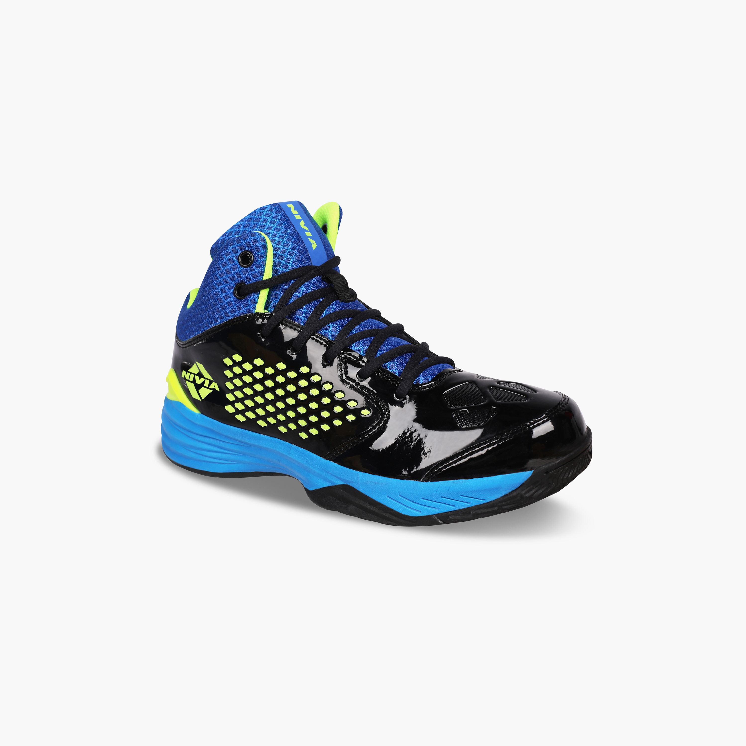 Nivia Warrior-I, Black/Blue, Basketball Shoes-sports-men-shoes-image-1