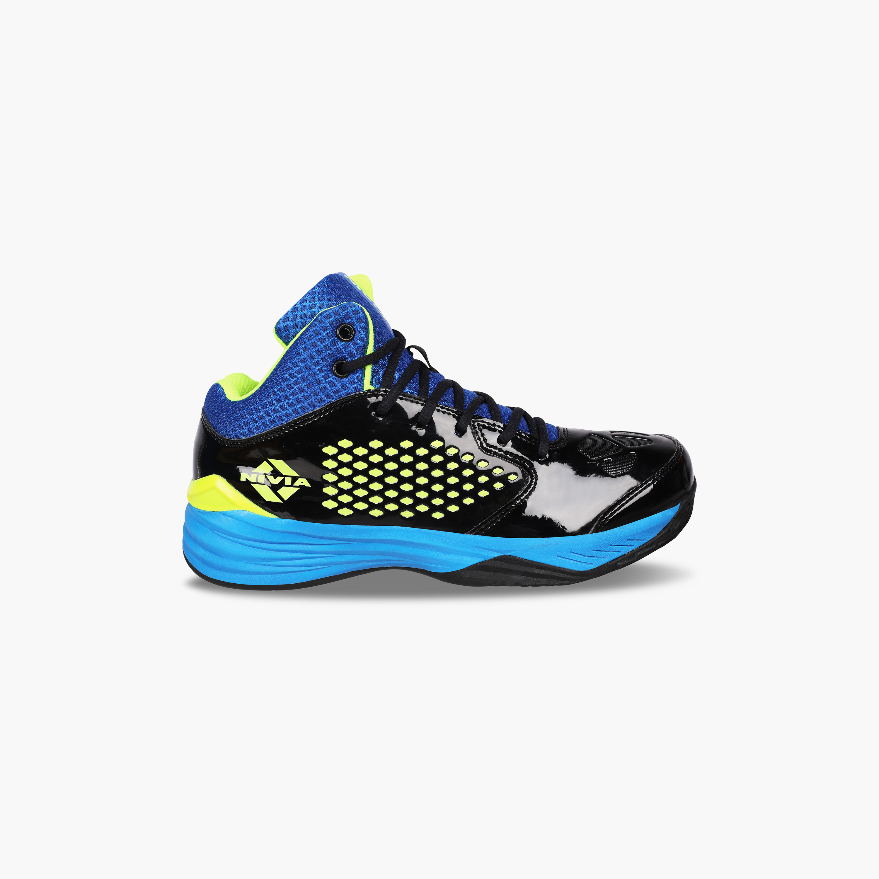 Nivia Warrior-I, Black/Blue, Basketball Shoes-sports-men-shoes-image-2