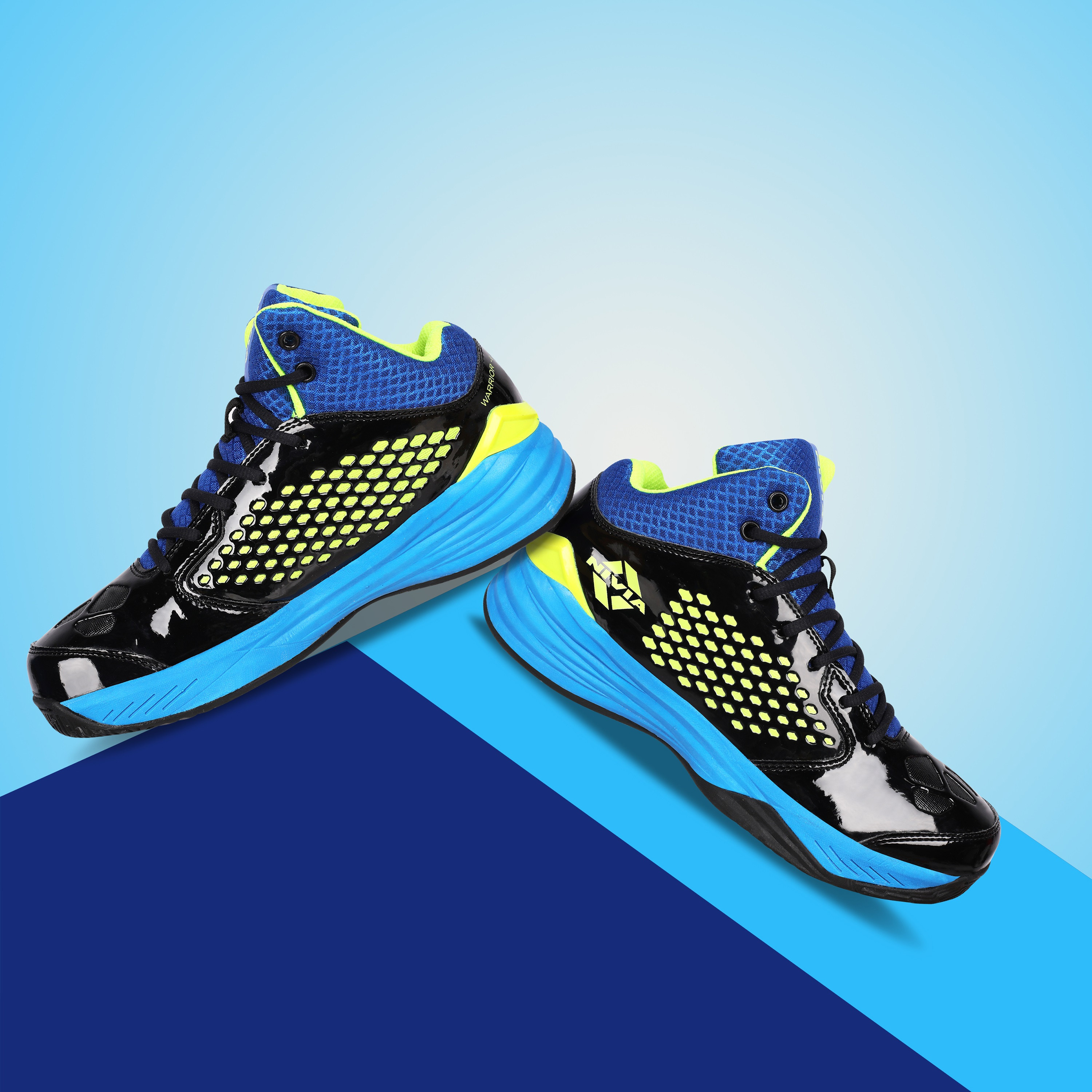 Nivia Warrior-I, Black/Blue, Basketball Shoes-sports-men-shoes-image-7