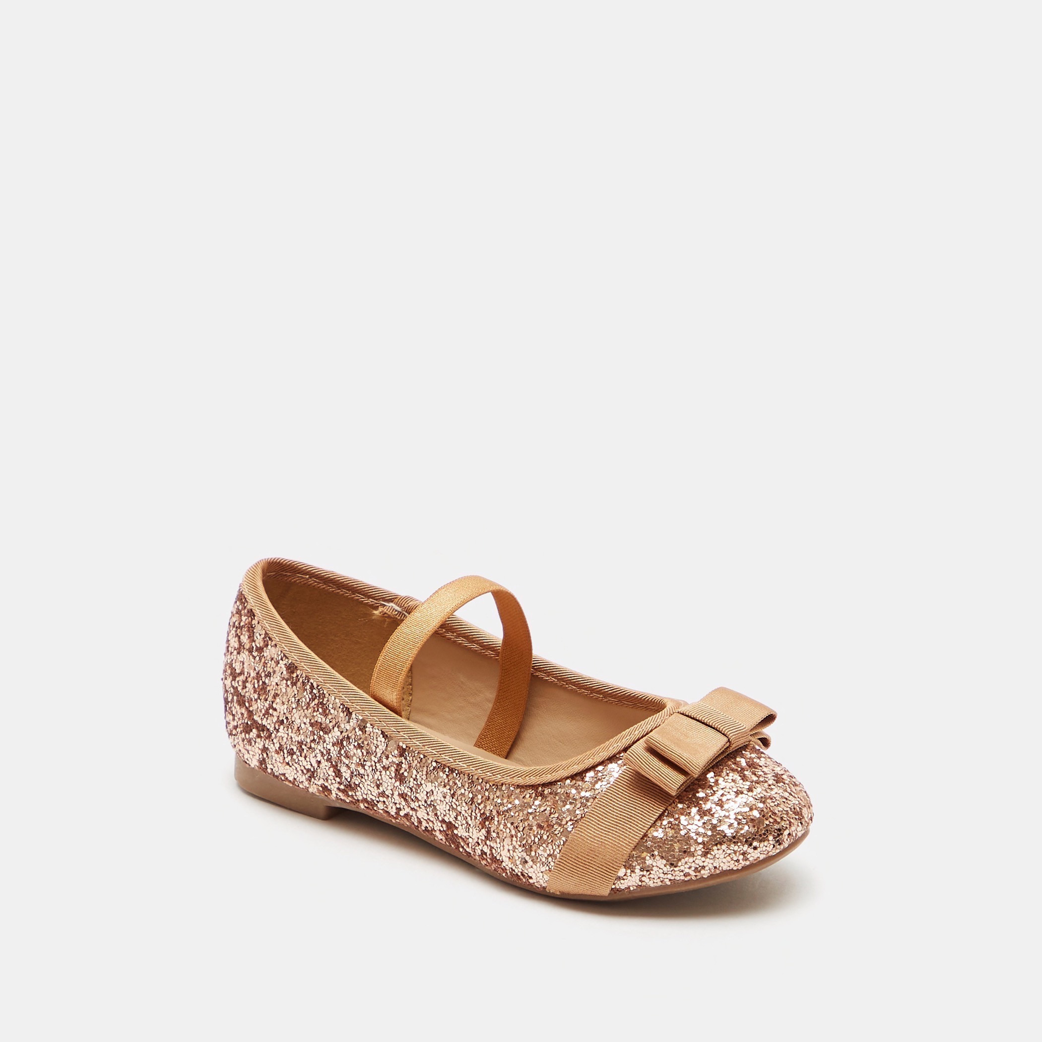 حذاء ماري جين بتفاصيل جليتر وحزام مطّاطي وزينة فيونكة-baby-girls-shoes-closedshoes-image-7