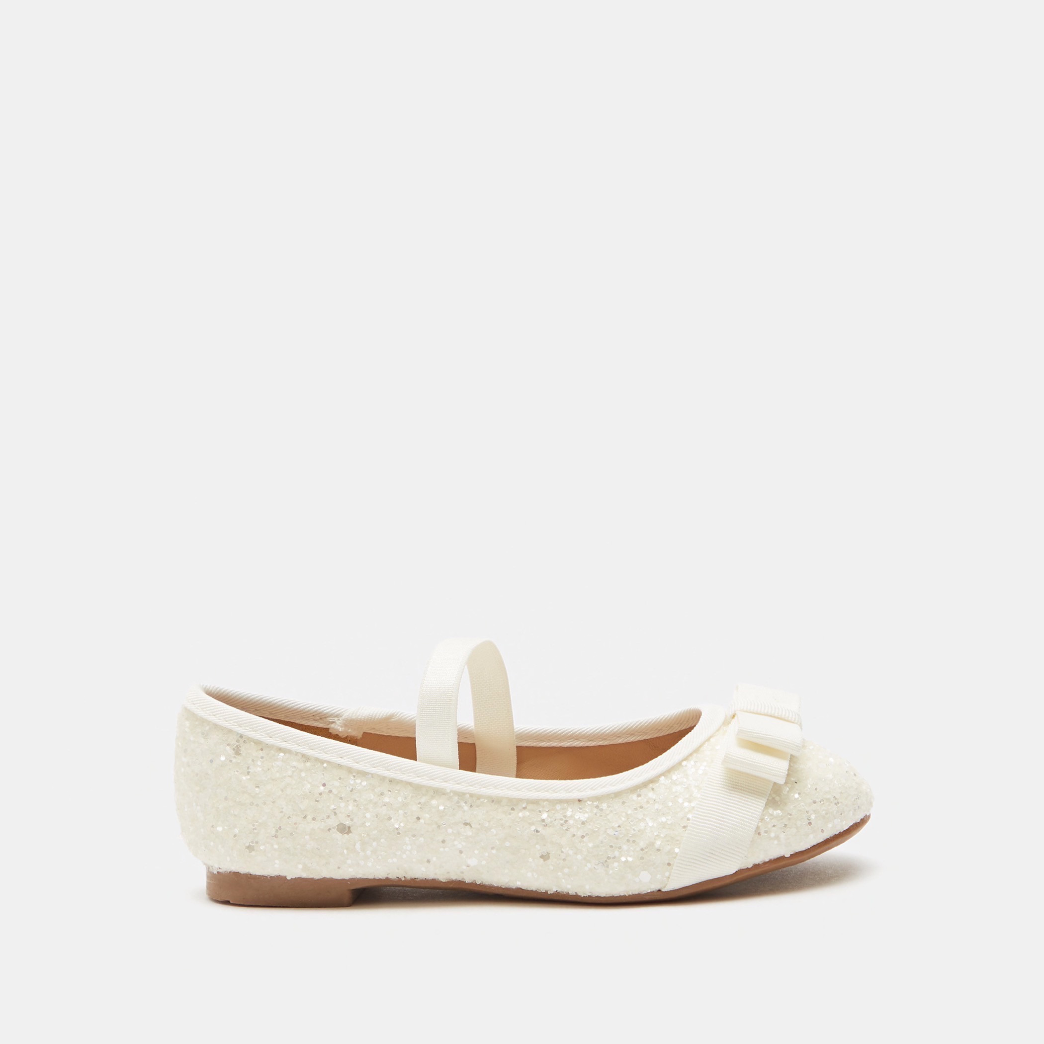 حذاء ماري جين بتفاصيل جليتر وحزام مطّاطي وزينة فيونكة-baby-girls-shoes-closedshoes-image-1