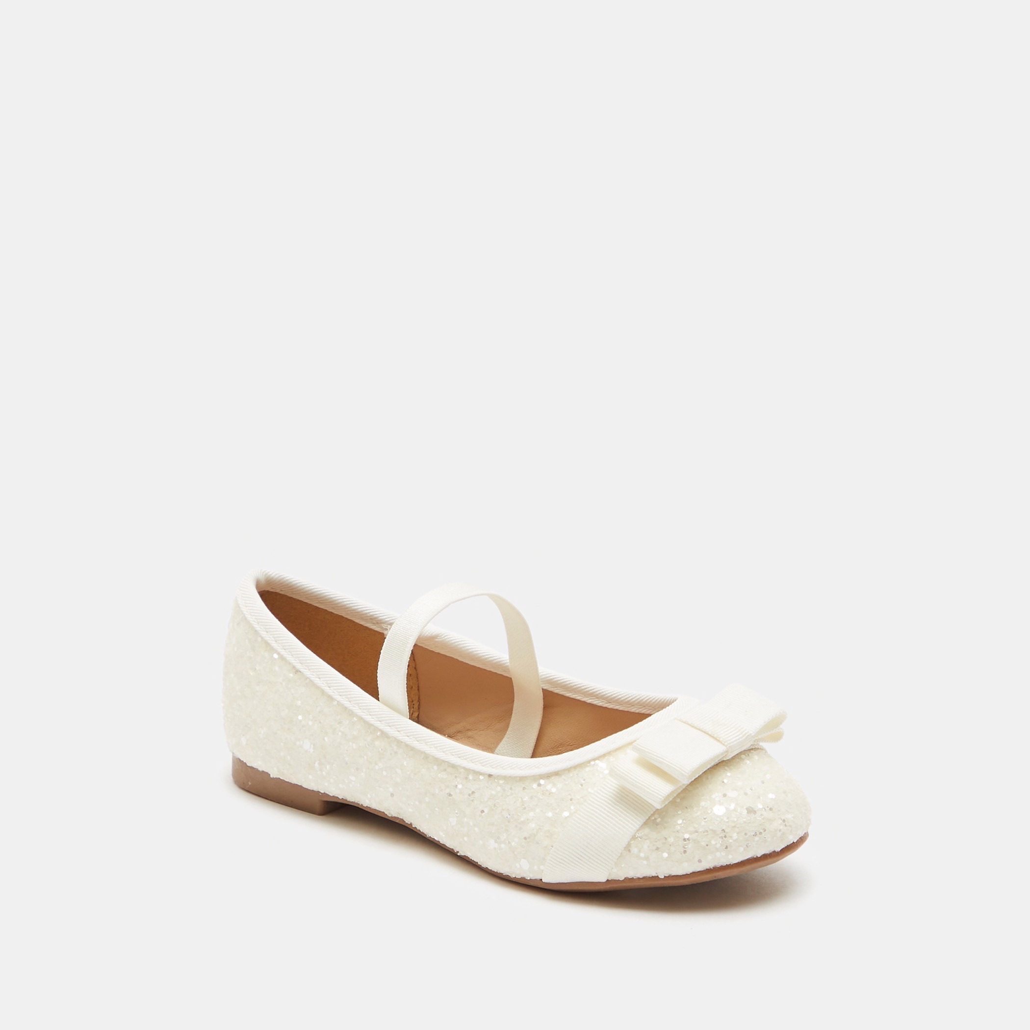 حذاء ماري جين بتفاصيل جليتر وحزام مطّاطي وزينة فيونكة-baby-girls-shoes-closedshoes-image-2