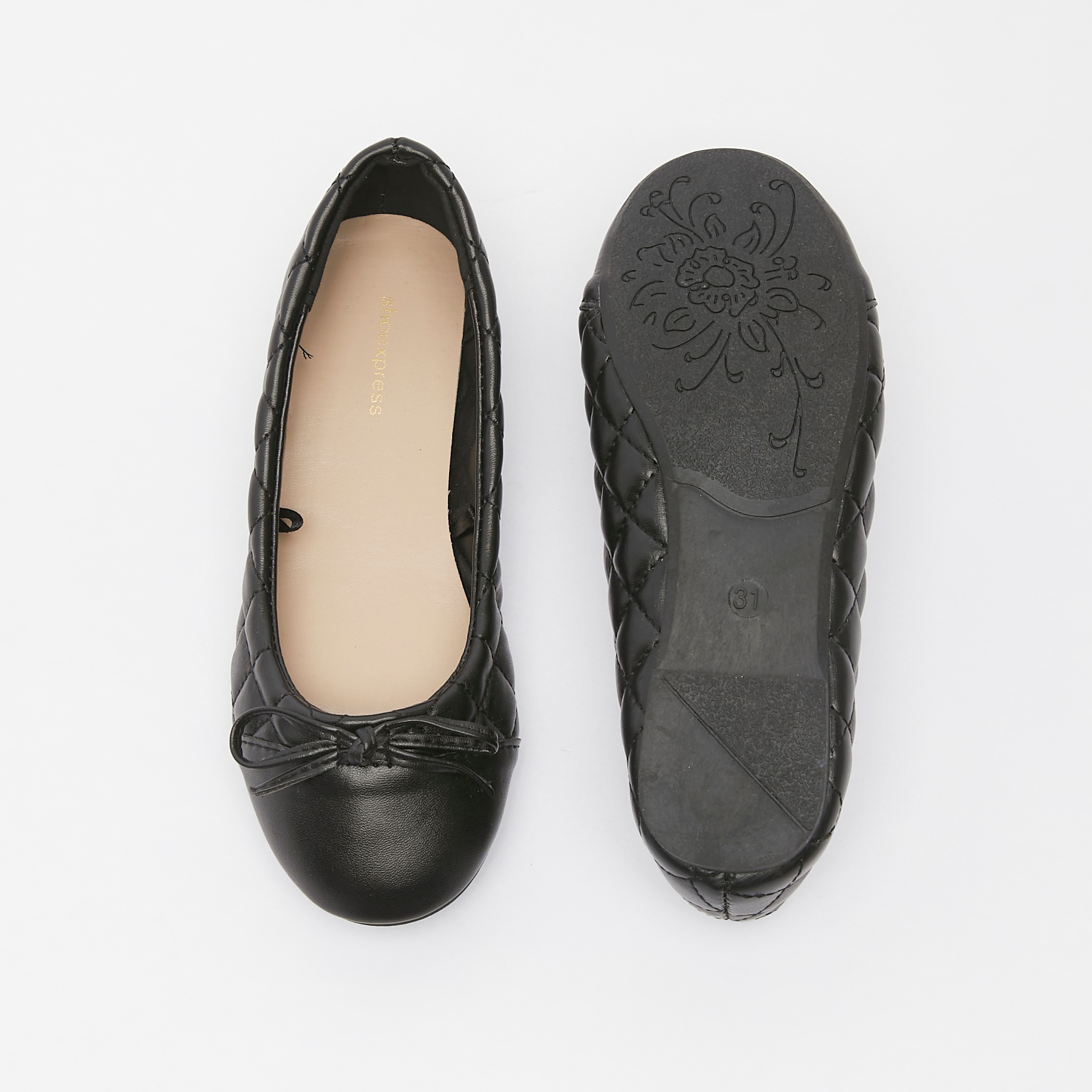 حذاء باليرينا مبطن بمقدمة مستديرة وزينة فيونكة-girls-shoes-ballerinas-image-6