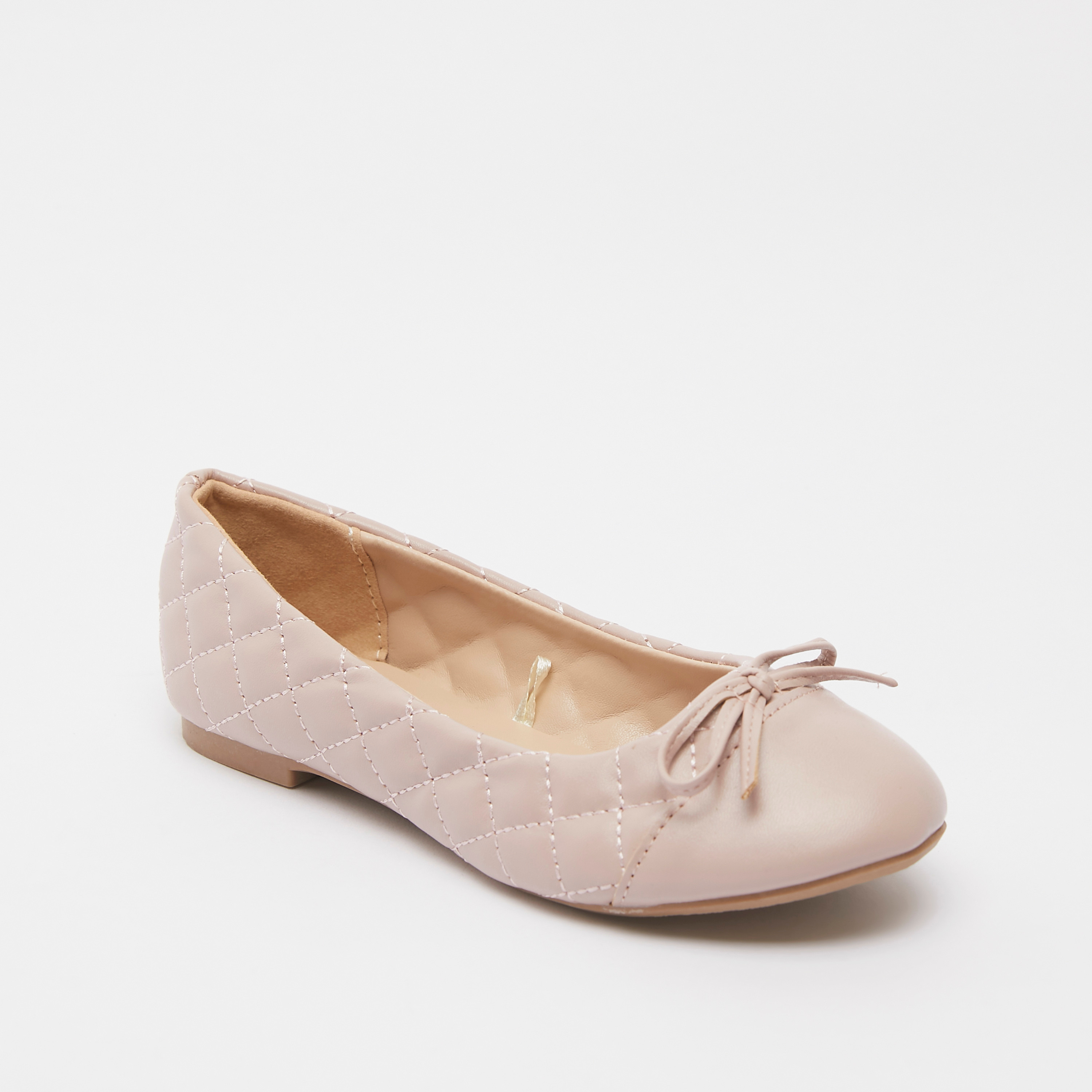 حذاء باليرينا مبطن بمقدمة مستديرة وزينة فيونكة-girls-shoes-ballerinas-image-1
