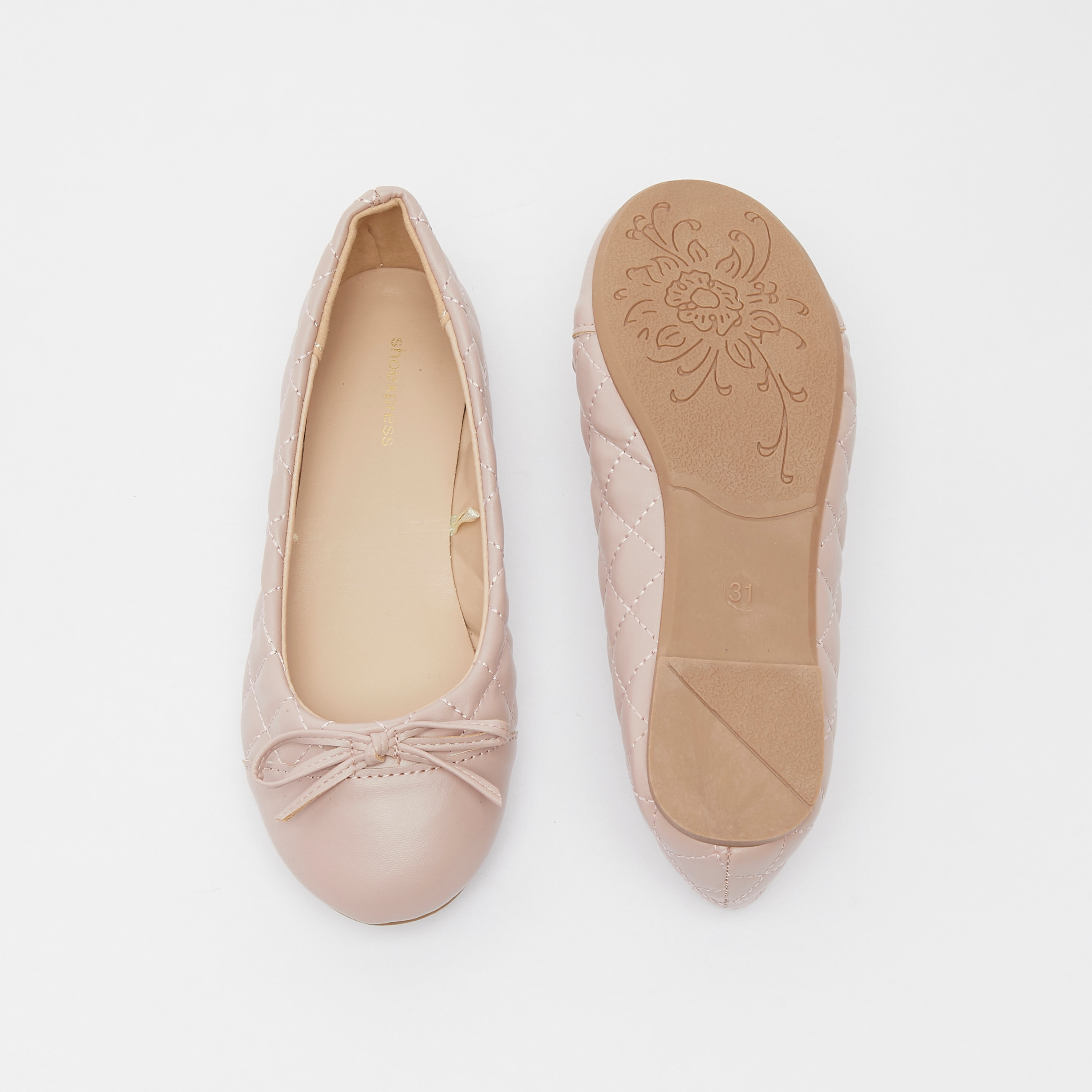 حذاء باليرينا مبطن بمقدمة مستديرة وزينة فيونكة-girls-shoes-ballerinas-image-6