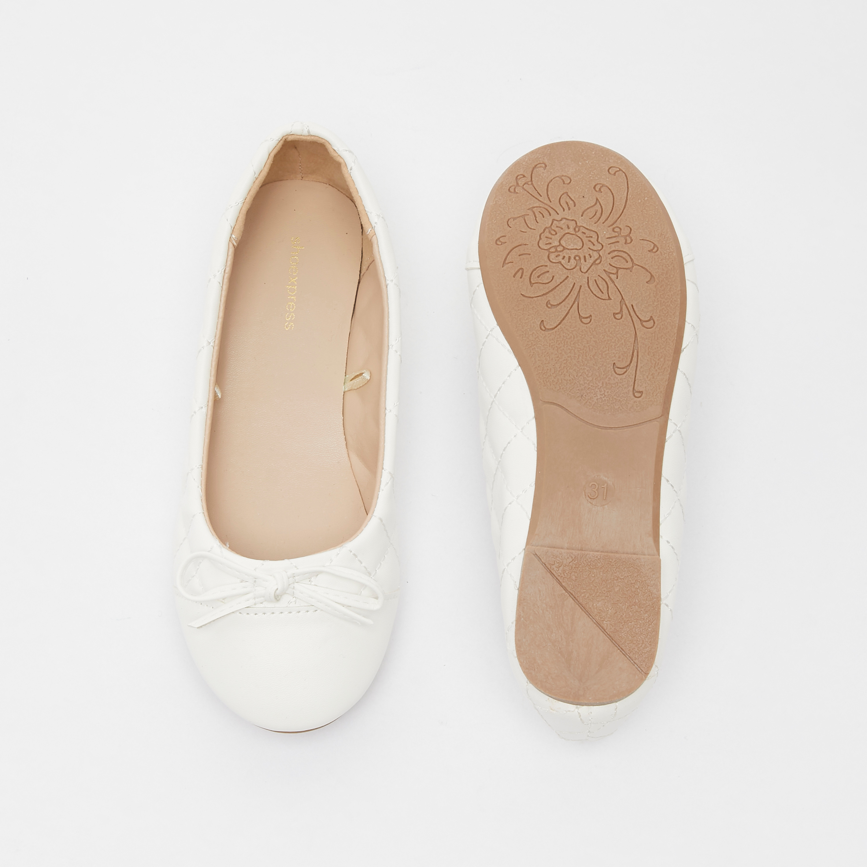 حذاء باليرينا مبطن بمقدمة مستديرة وزينة فيونكة-girls-shoes-ballerinas-image-18