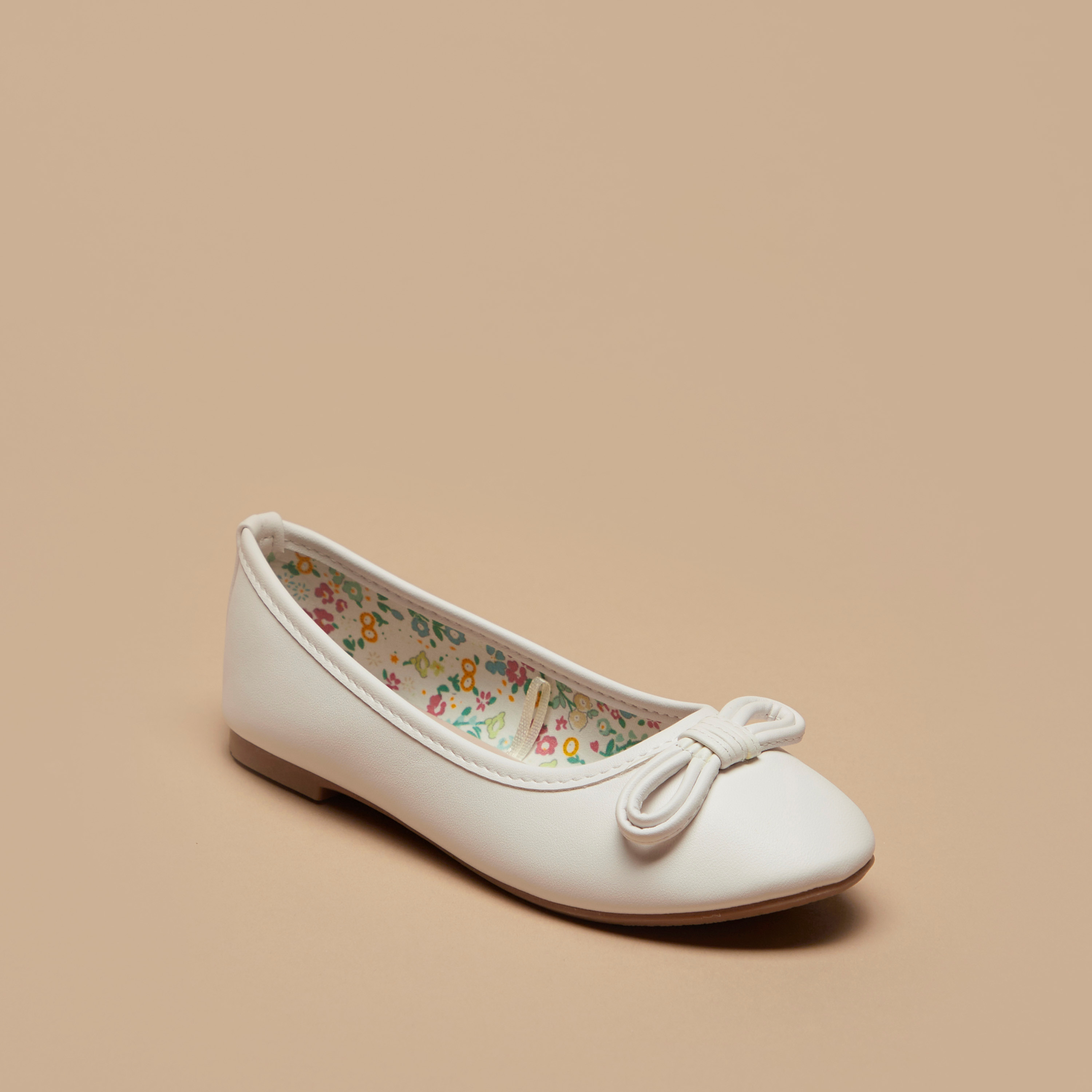 Flora Bella Solid Slip-On Ballerina Shoes with Bow Accent-girls-shoes-ballerinas-image-1