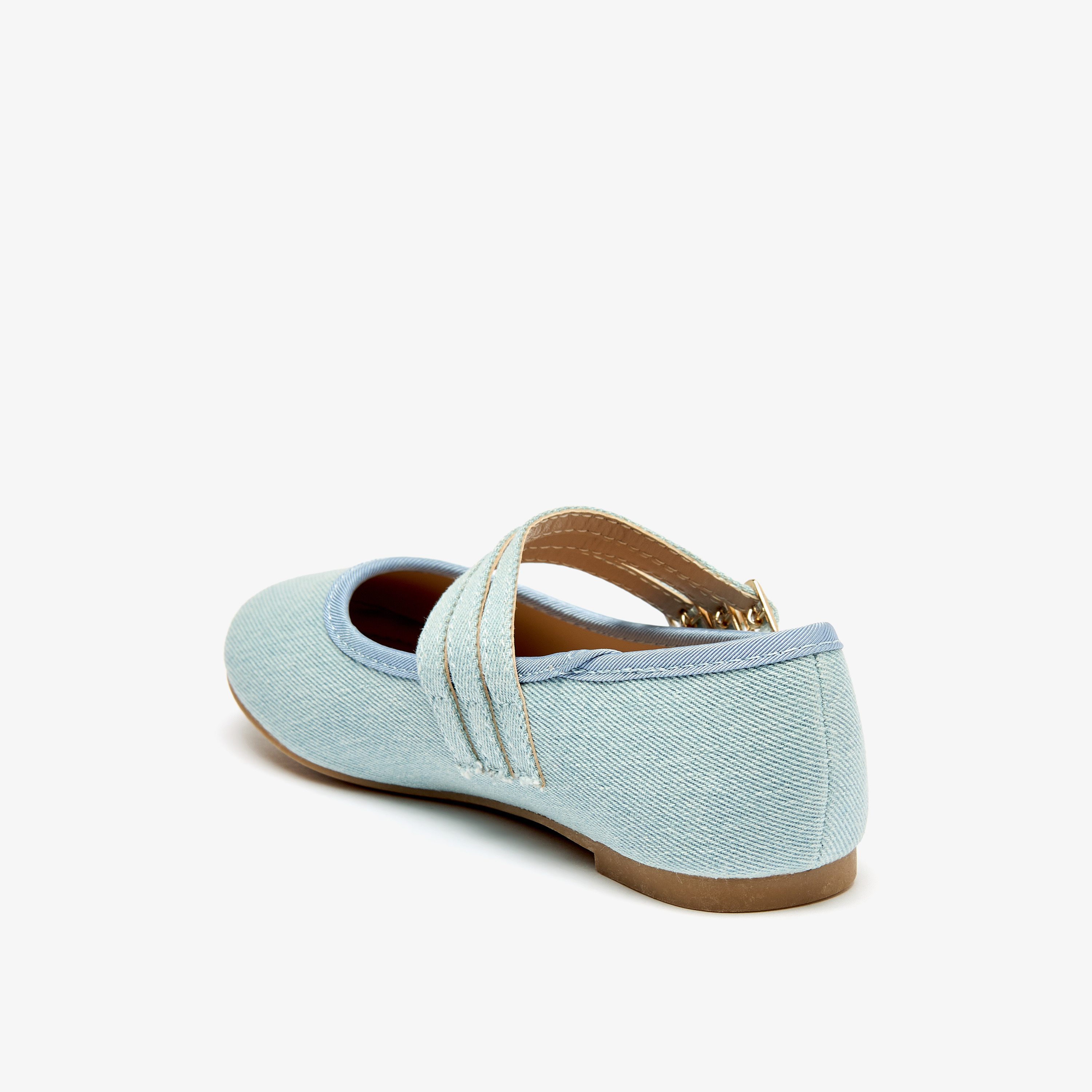 Flora Bella Textured Ballerina Shoes with Hook and Loop Closure-girls-shoes-maryjanes-image-2