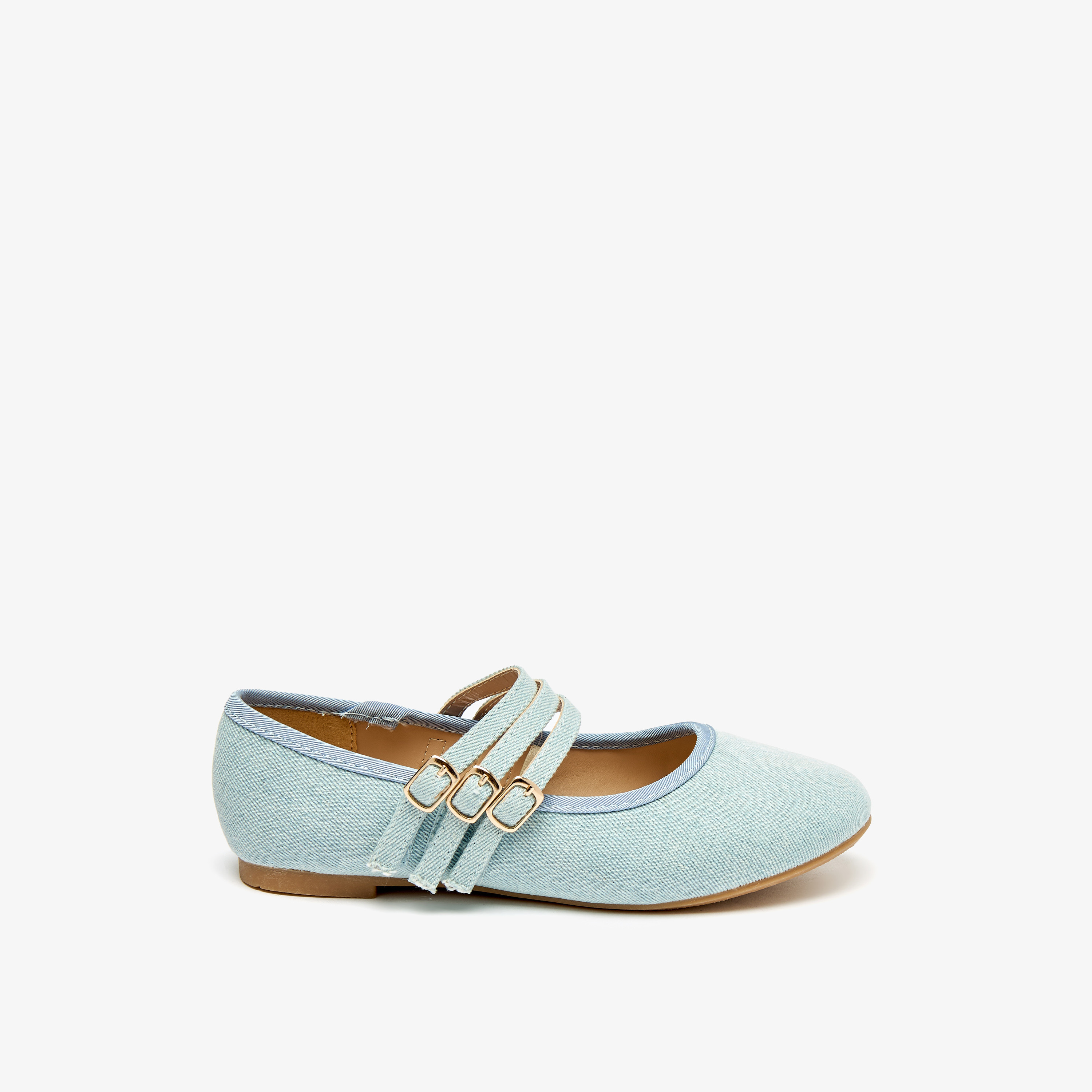 Flora Bella Textured Ballerina Shoes with Hook and Loop Closure-girls-shoes-maryjanes-image-3