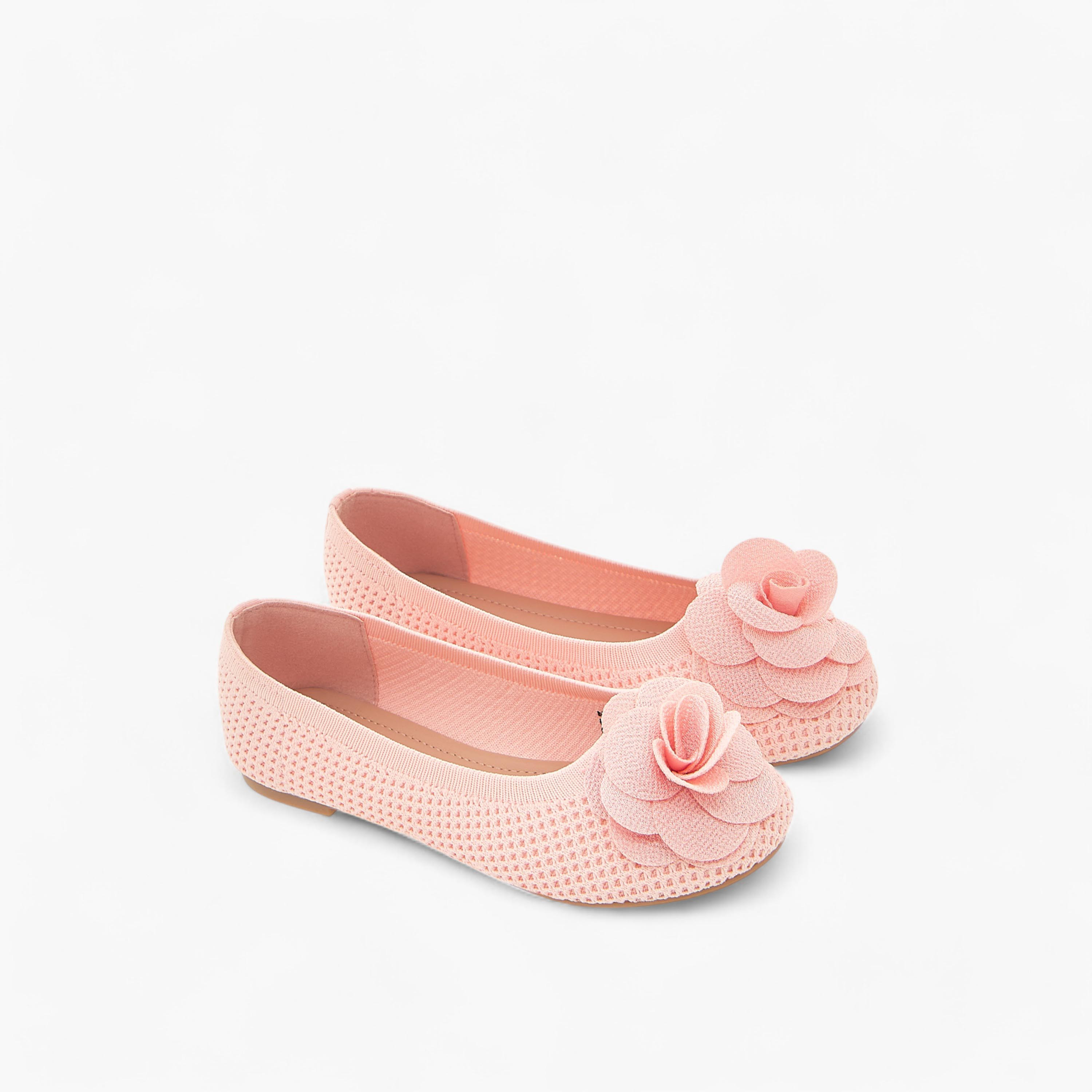 حذاء باليرينا سهل الارتداء بتفاصيل زهرية من فلورا بيلا-girls-shoes-ballerinas-image-1