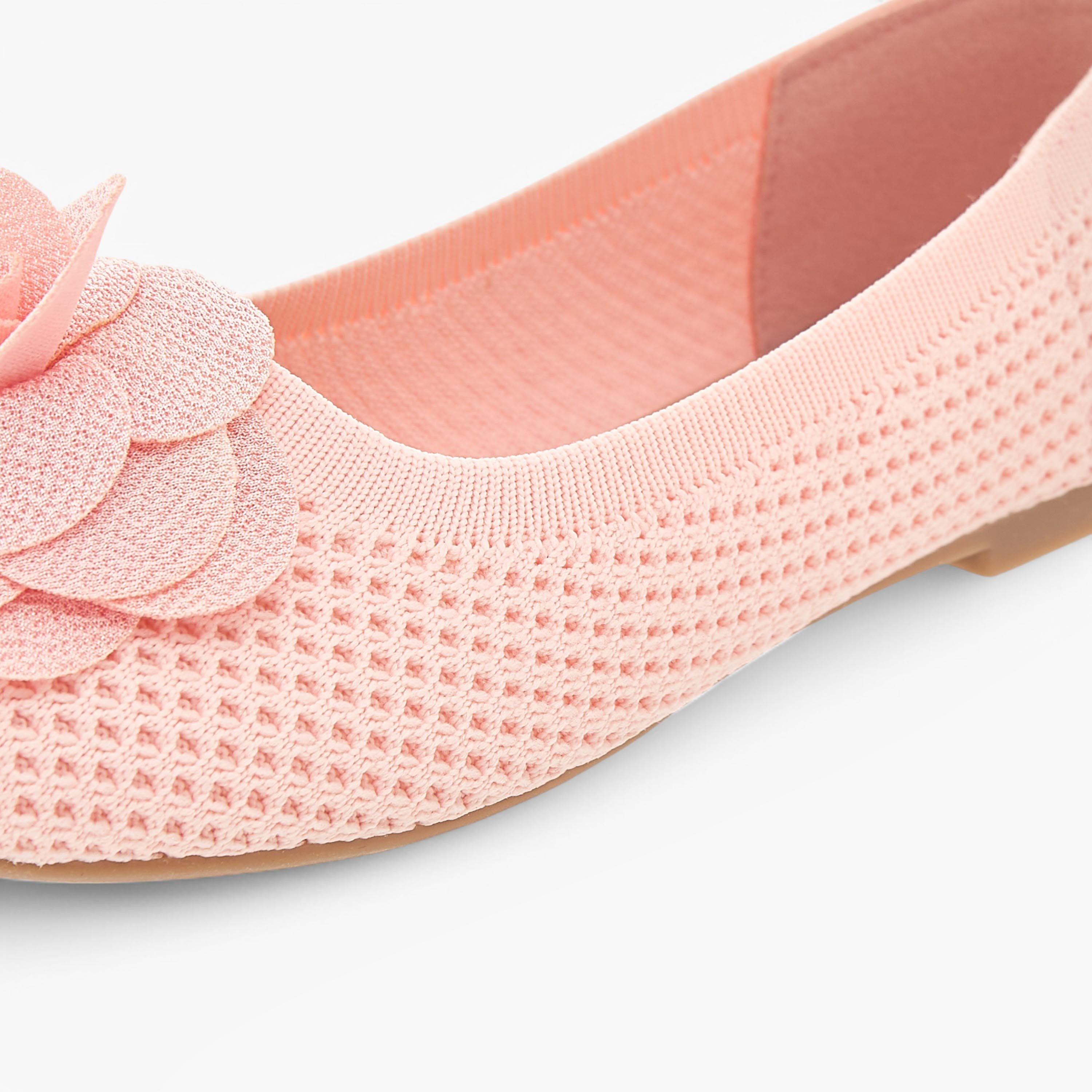 حذاء باليرينا سهل الارتداء بتفاصيل زهرية من فلورا بيلا-girls-shoes-ballerinas-image-6