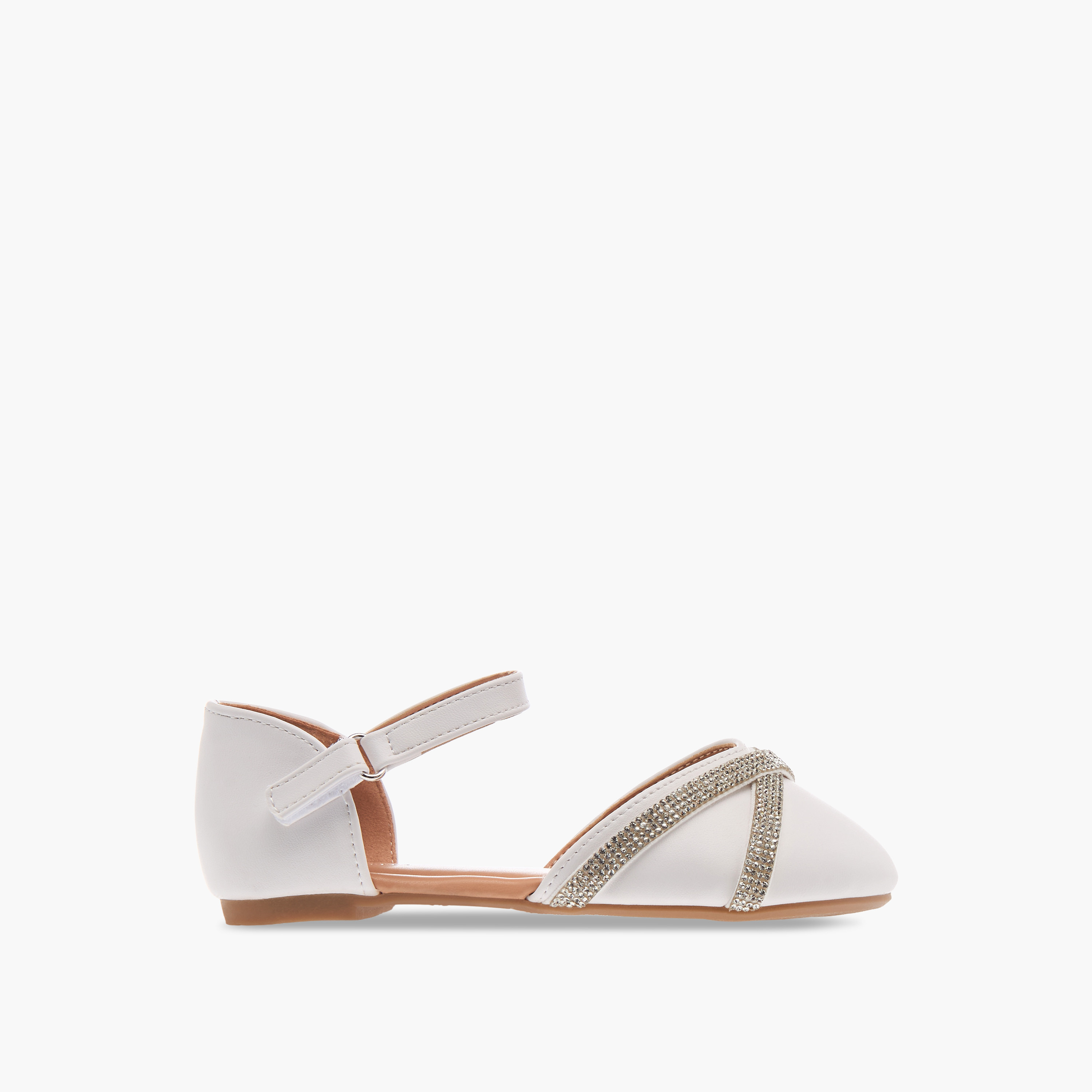 Flora Bella Embellished Ballerina Shoes with Hook and Loop Closure-girls-shoes-ballerinas-image-2