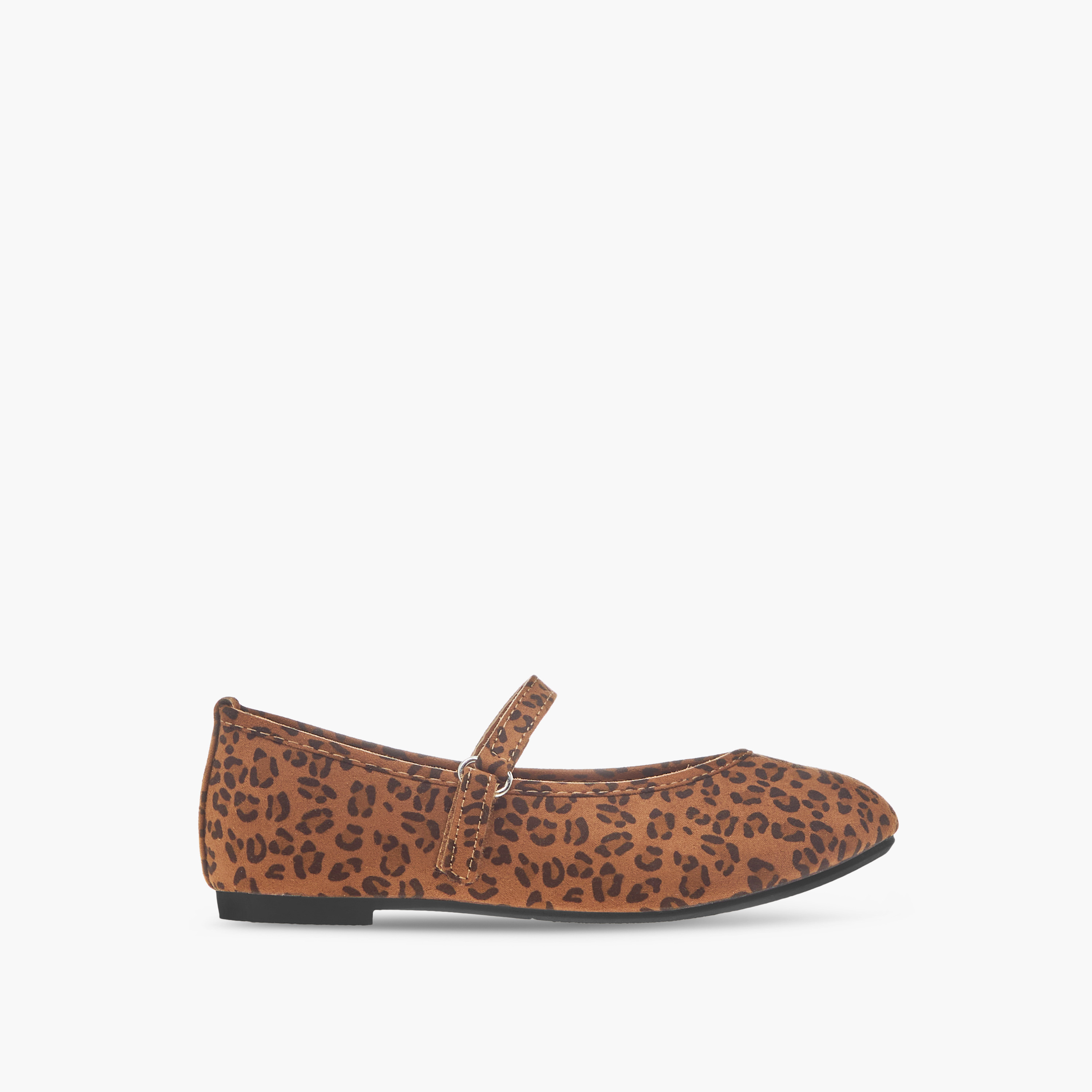 Flora Bella Animal Print Ballerina Shoes with Hook and Loop Closure-girls-shoes-maryjanes-image-3