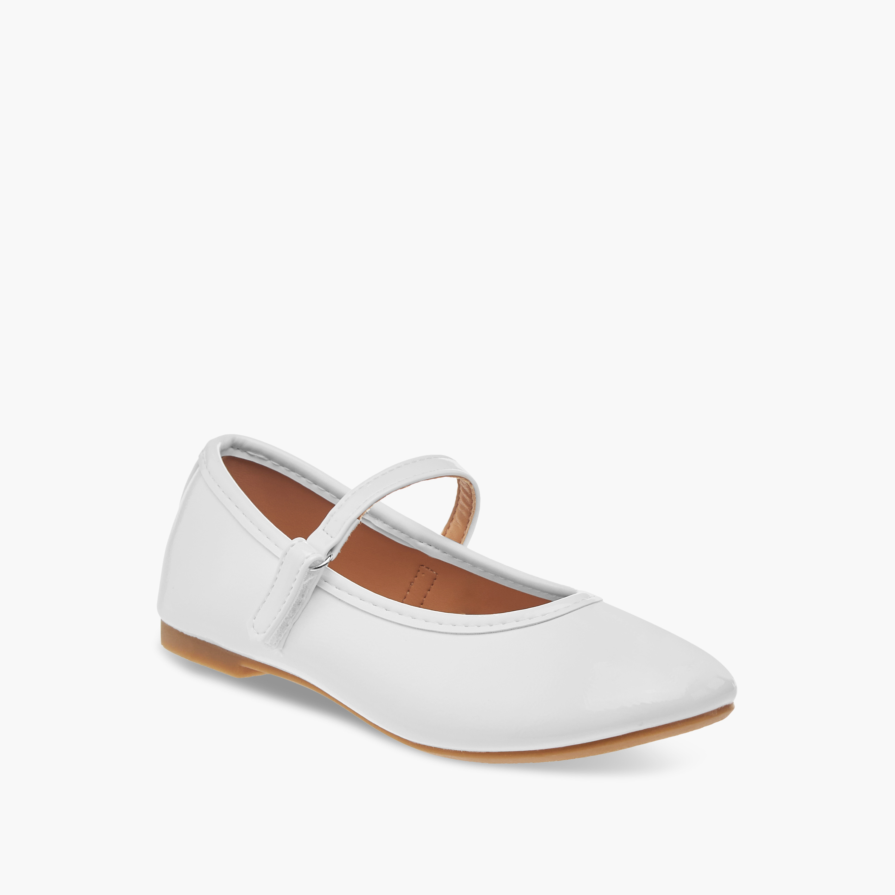 Flora Bella Solid Ballerina Shoes with Hook and Loop Closure-girls-shoes-ballerinas-image-2
