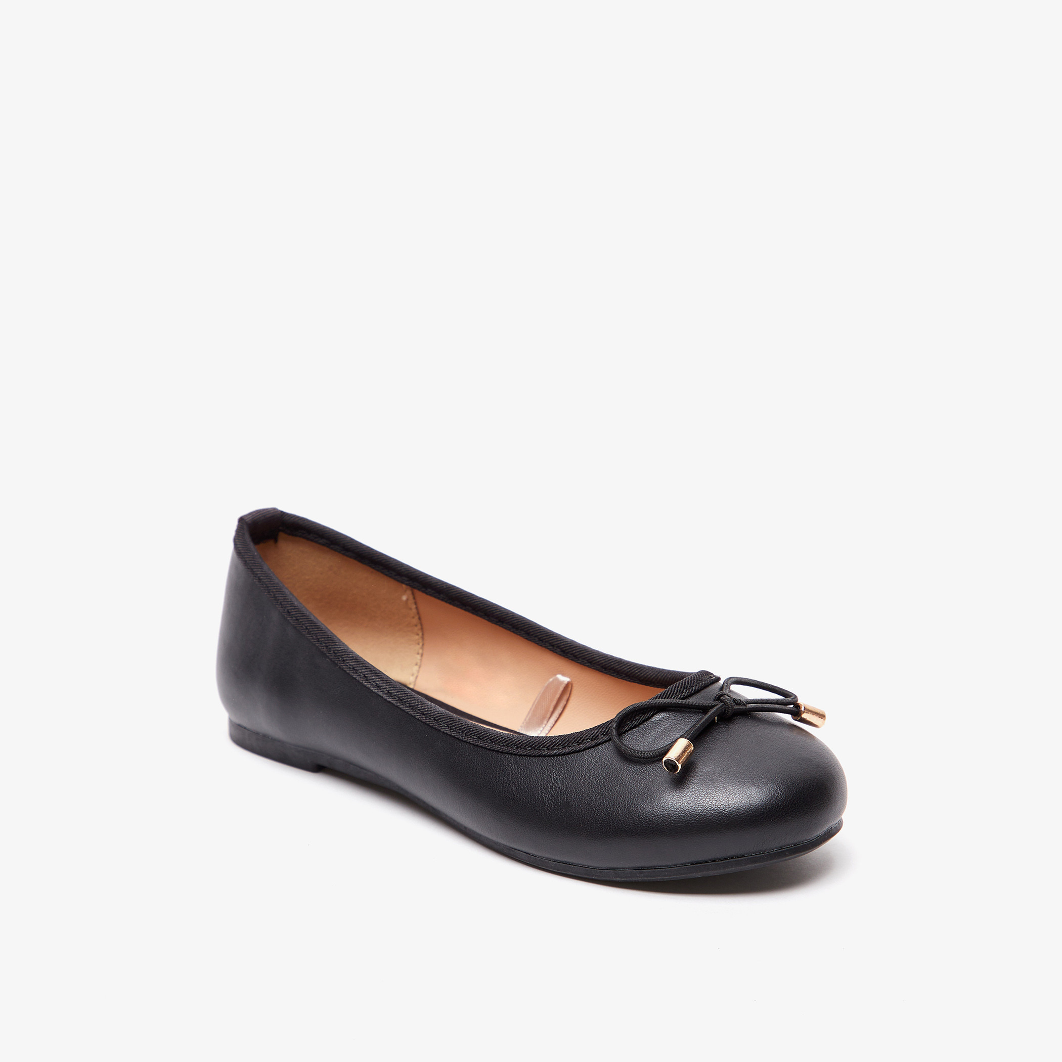 حذاء باليرينا سادة سهل الارتداء بمقدمة مستديرة وبطانة من ليتل ميسي-girls-shoes-ballerinas-image-1