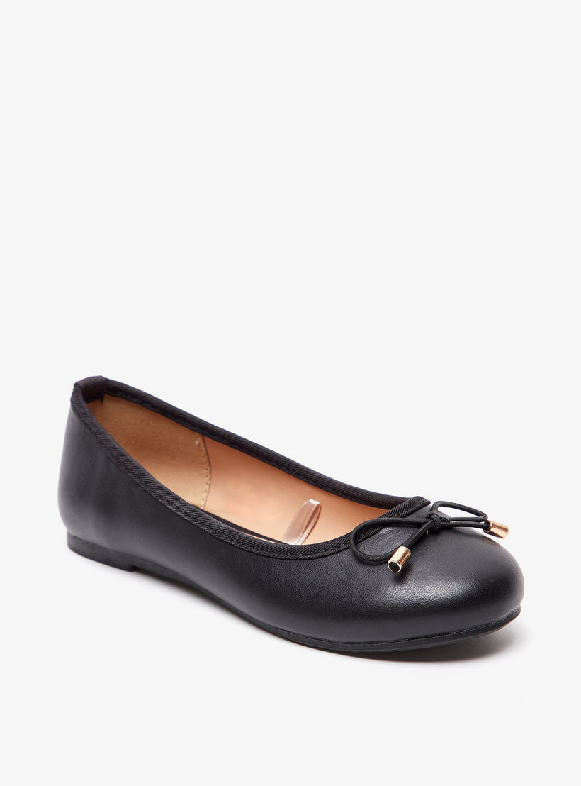 حذاء باليرينا سادة سهل الارتداء بمقدمة مستديرة وبطانة من ليتل ميسي-girls-shoes-ballerinas-image-1