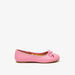Little Missy Solid Slip-On Round Toe Ballerina Shoes with Bow Accent-Girl%27s Ballerinas-thumbnailMobile-0