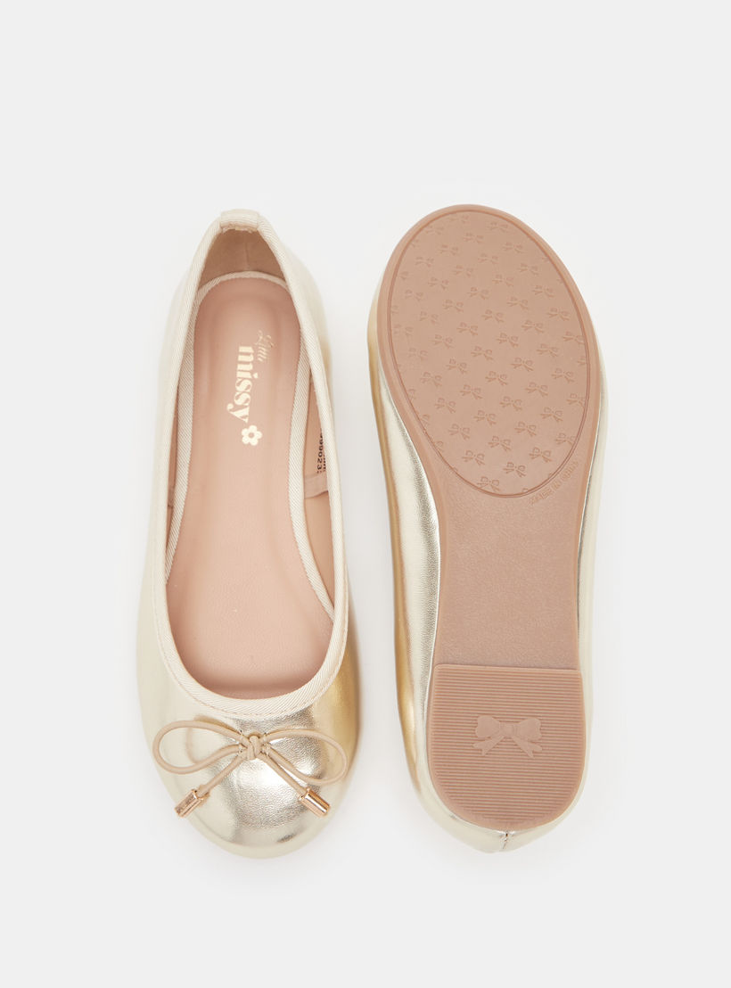 حذاء باليرينا سادة سهل الارتداء بمقدمة مستديرة وبطانة من ليتل ميسي-girls-shoes-ballerinas-image-5