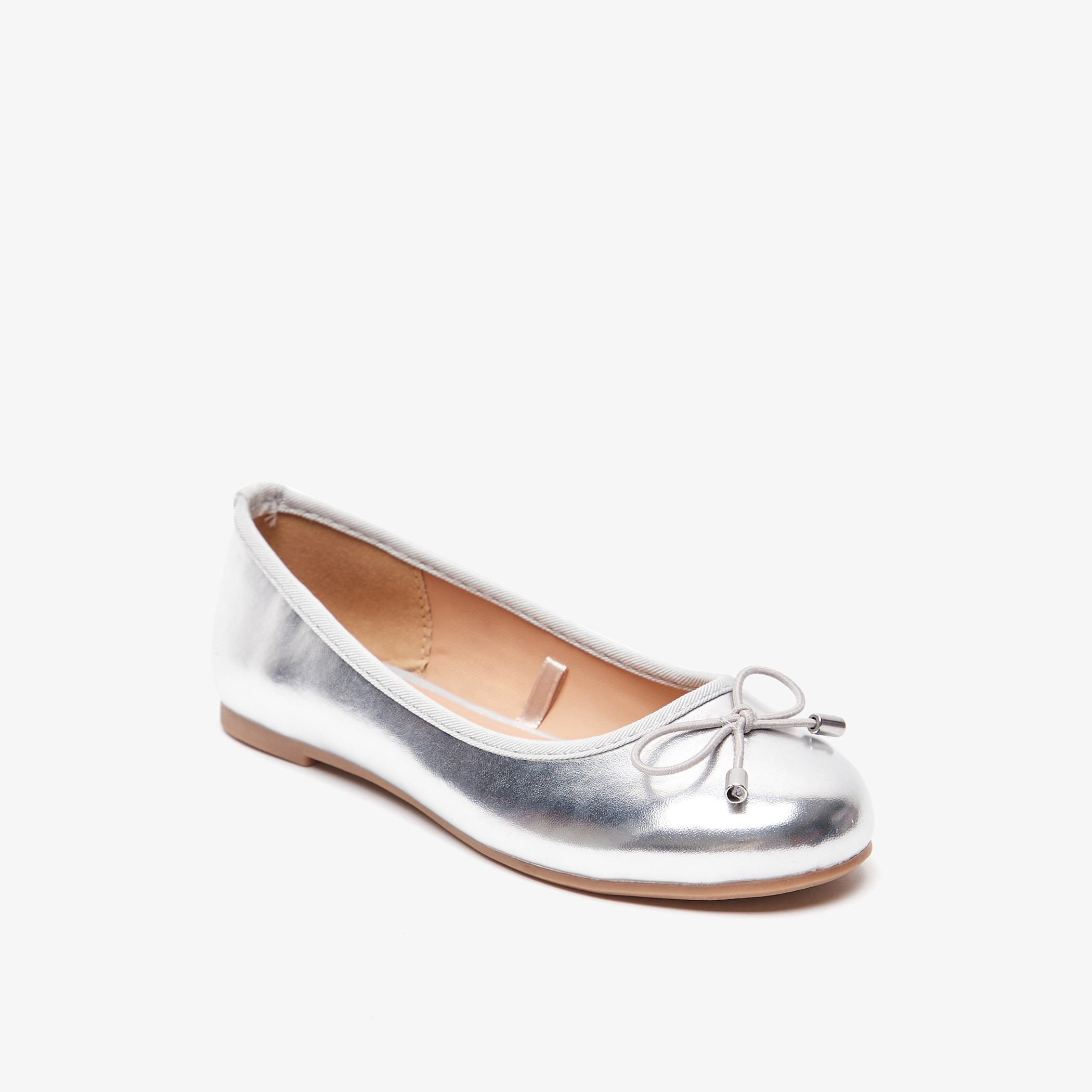 حذاء باليرينا سادة سهل الارتداء بمقدمة مستديرة وبطانة من ليتل ميسي-girls-shoes-ballerinas-image-1