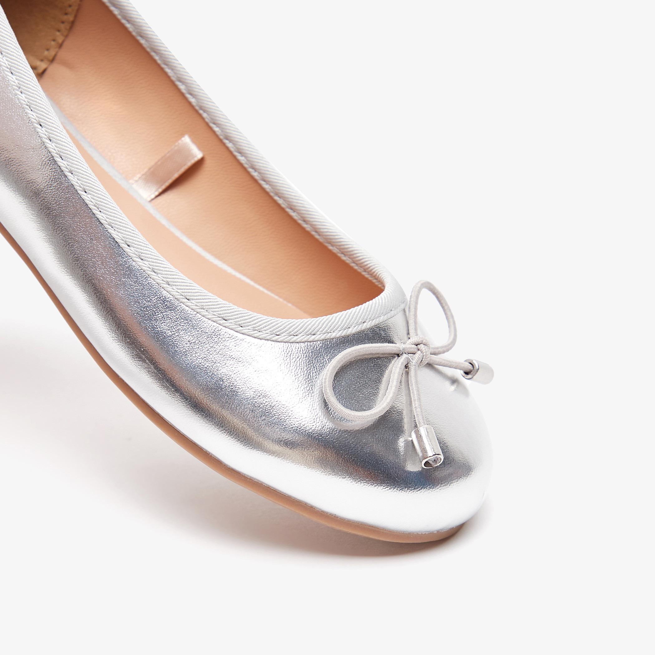 حذاء باليرينا سادة سهل الارتداء بمقدمة مستديرة وبطانة من ليتل ميسي-girls-shoes-ballerinas-image-4