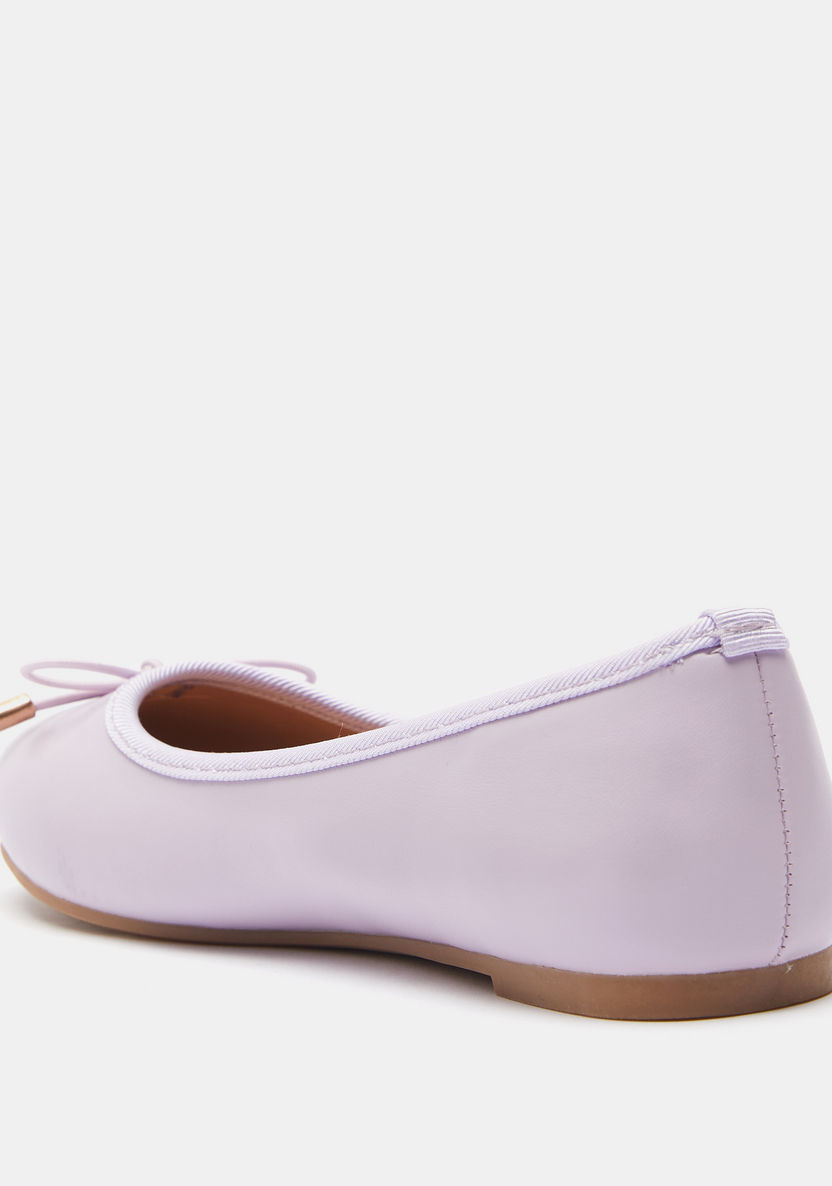 Solid Slip-On Ballerina Shoes with Bow Accent-Girl%27s Ballerinas-image-1