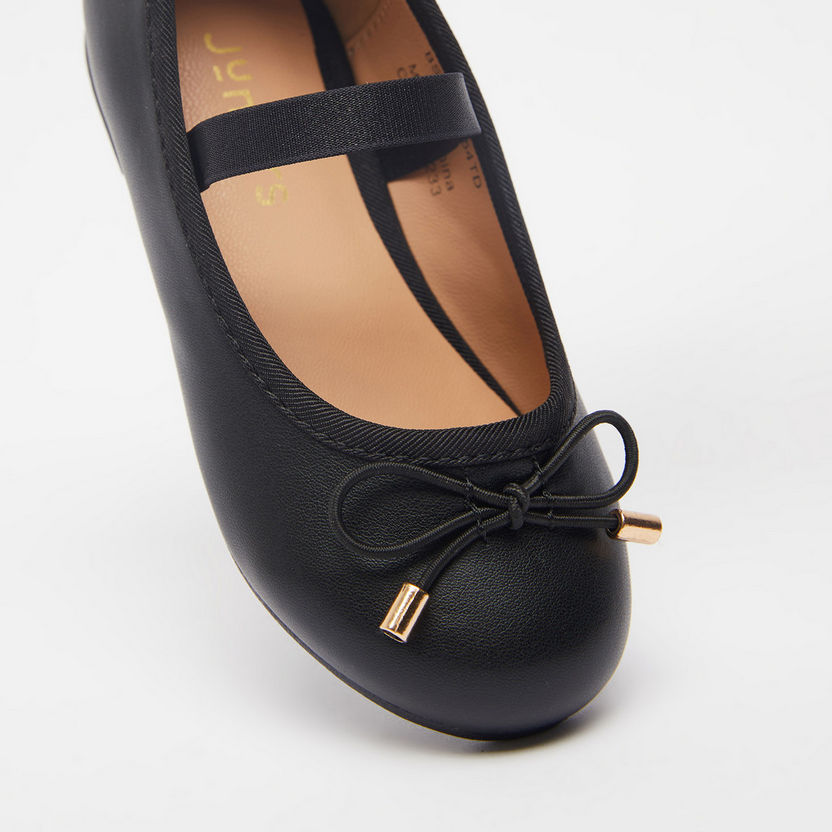 Juniors Round Toe Ballerina Shoes with Elastic Strap Detail-Girl%27s Ballerinas-image-3