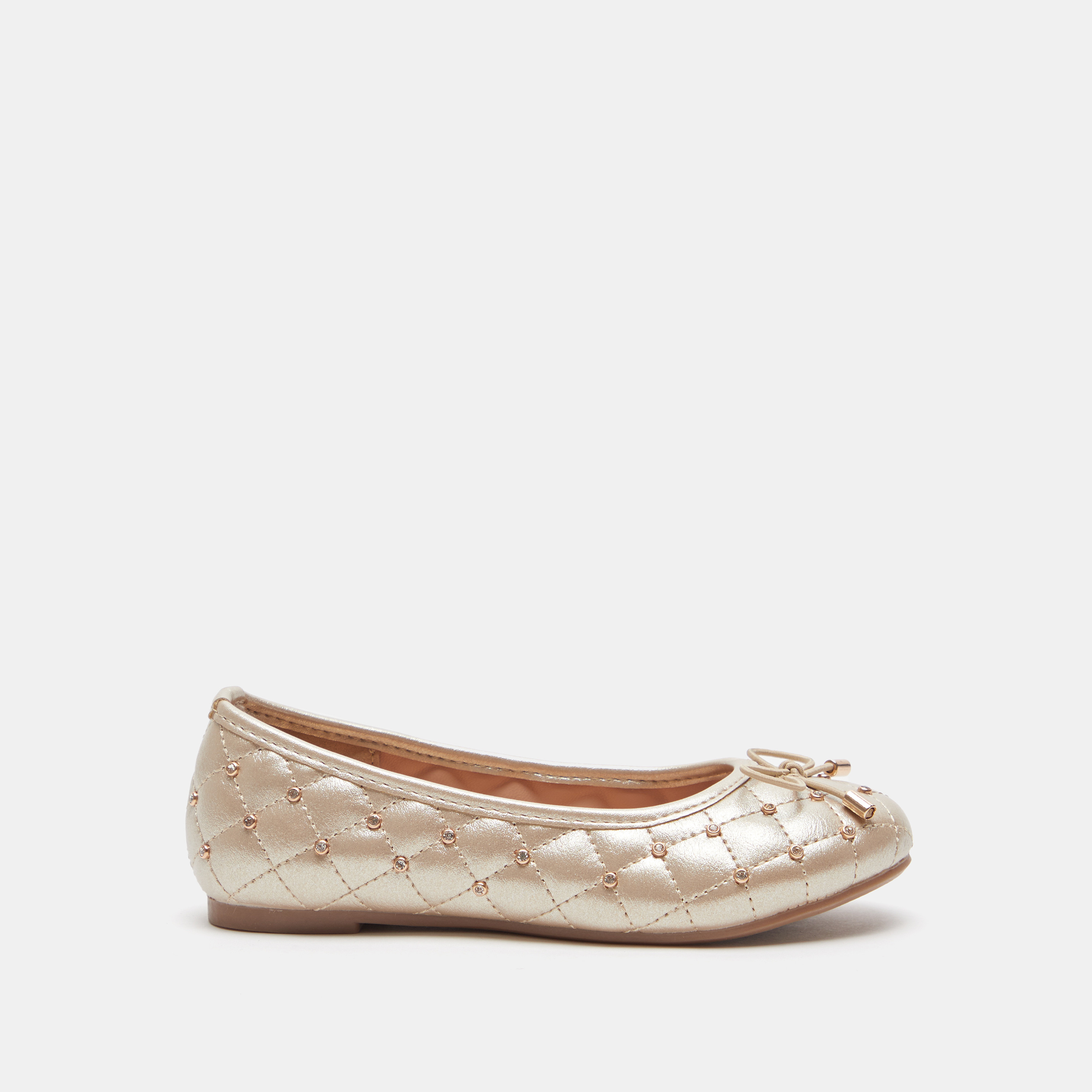 Shop Little Missy Quilted Metallic Ballerinas with Bow