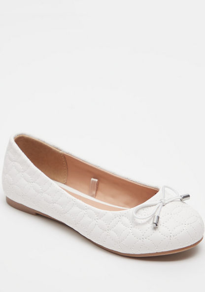 Little Missy Quilted Slip-On Round Toe Ballerina Shoes with Bow Accent