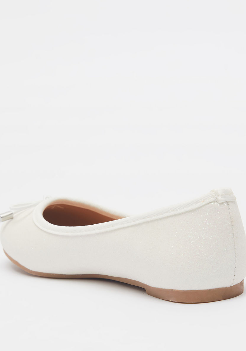 Little Missy Solid Slip-On Round Toe Ballerina Shoes with Bow Accent-Girl%27s Ballerinas-image-1